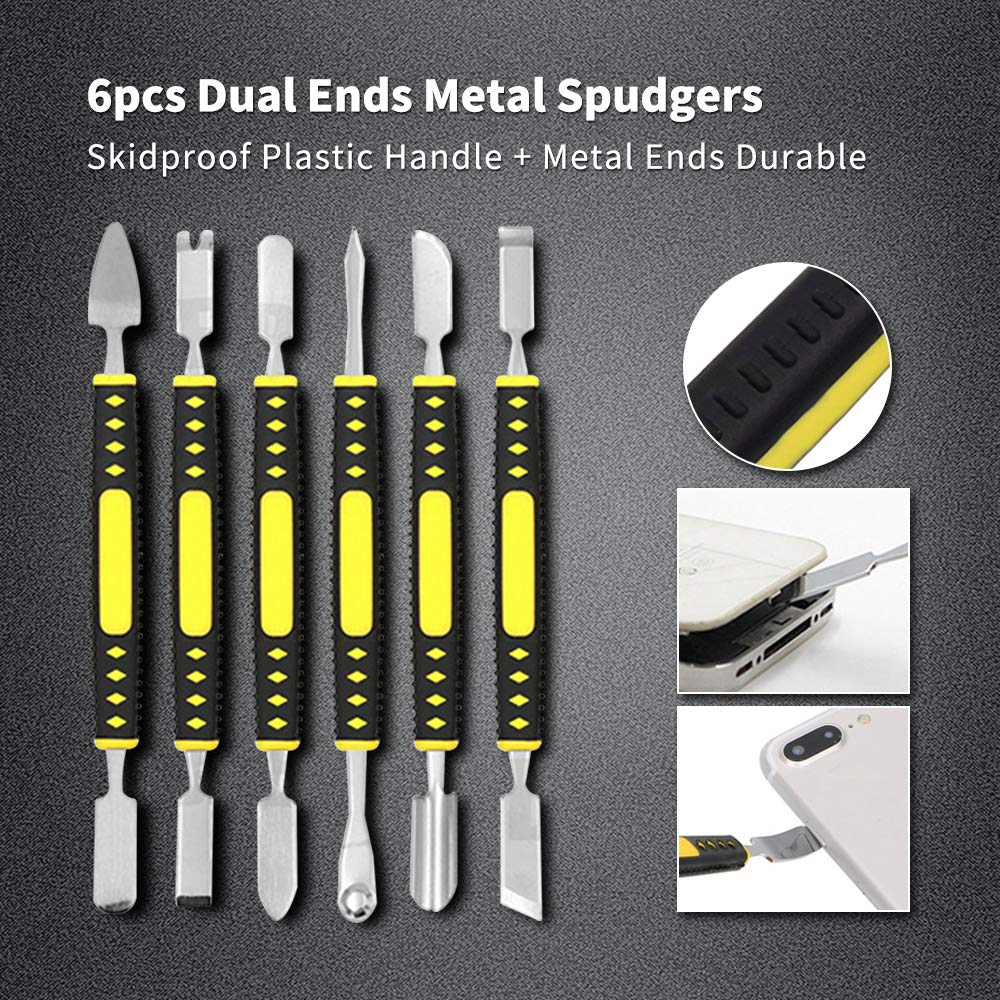 17 in 1 Electronics Repair Tools Opening Pry Tool Kit with Dual Ends Metal Spudgers and Black Tweezers for iPad Tablets Laptop Electronics Device Mobile Phone - Image 3
