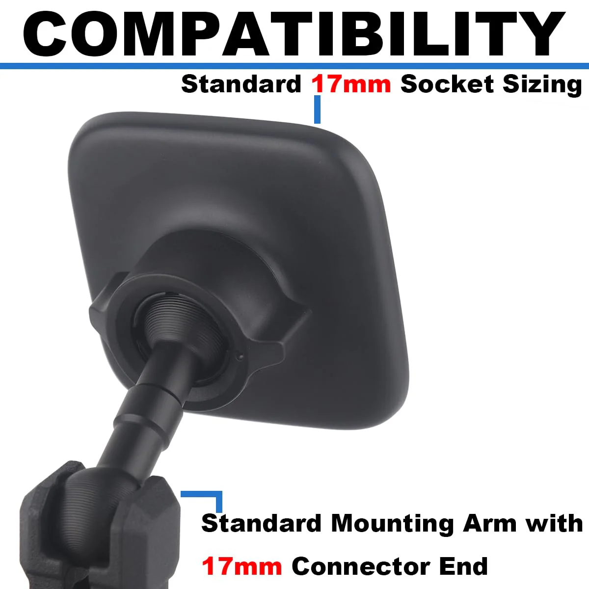 17mm to 17mm Double Ball Extender Bar Mount for GPS Cell Phone Action Camera on Motocycle Vehicles, Corrugated Ball Anti-Slip Design, 58mm Long - Image 3