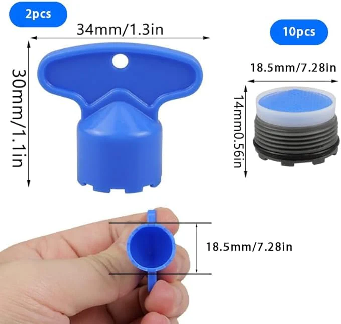 18.5 mm Pack of 10 Tap Aerator Tap Strainer Aerator Spray Attachment Kitchen Sink Aerator Aerator Aerator Insert Suitable for Most Taps Blue 18.5 - Image 2