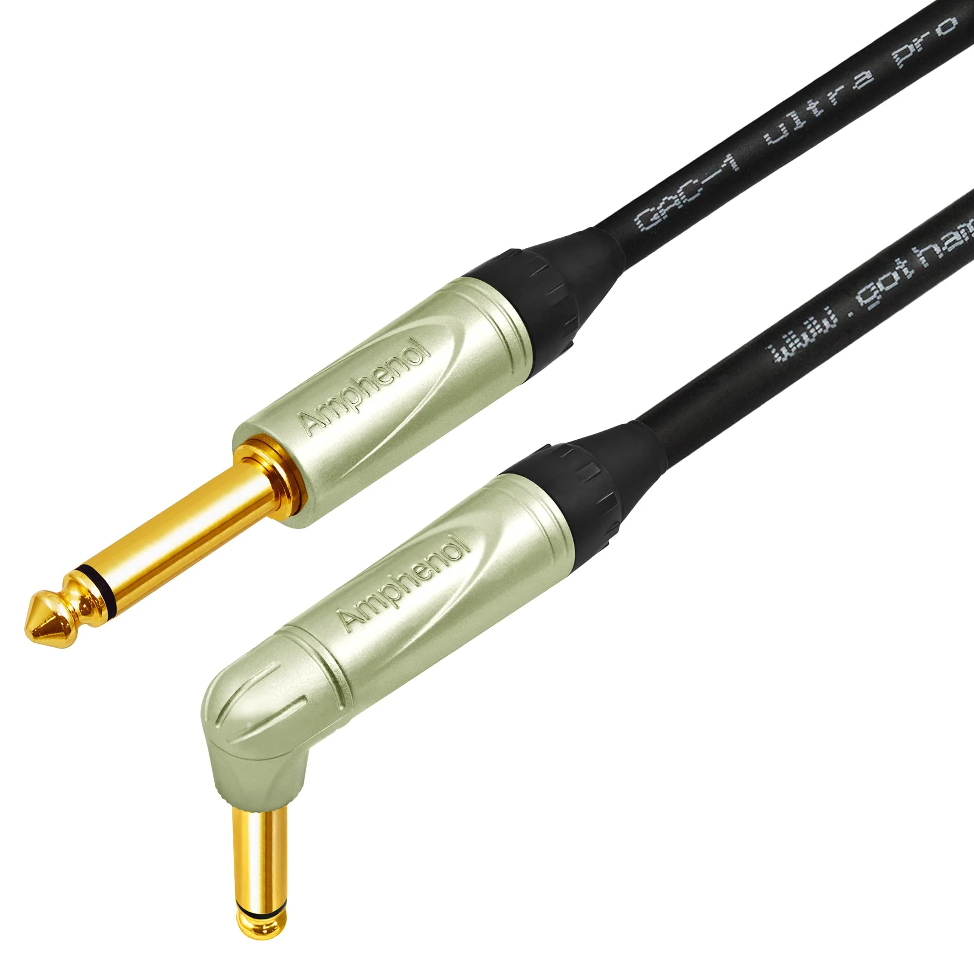 18 Foot - Gotham GAC-1 Ultra Pro (Black) - Premium, Low-Capacitance (21 pf/F) Guitar Bass Instrument Cable - Amphenol QM2R-AU & QM2P-AU ¼ Inch (6.35mm) Gold TS Connectors - Image 5