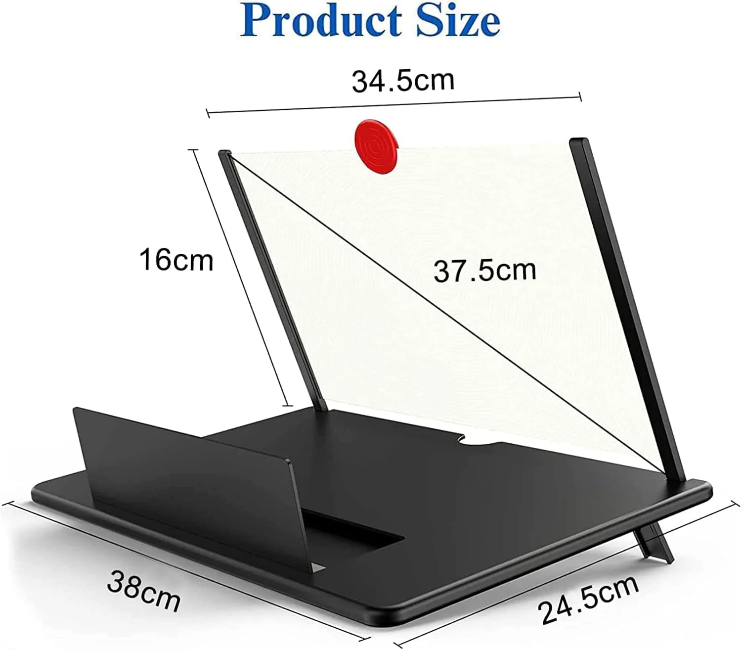 18" Screen Magnifier for Cell Phone – 3D HD Magnifing Screen Enlarger Projector for Movies Videos and Gaming – Foldable Mobile Phone Stand Holder with Screen Amplifier (Black-18) Black-18 - Image 3