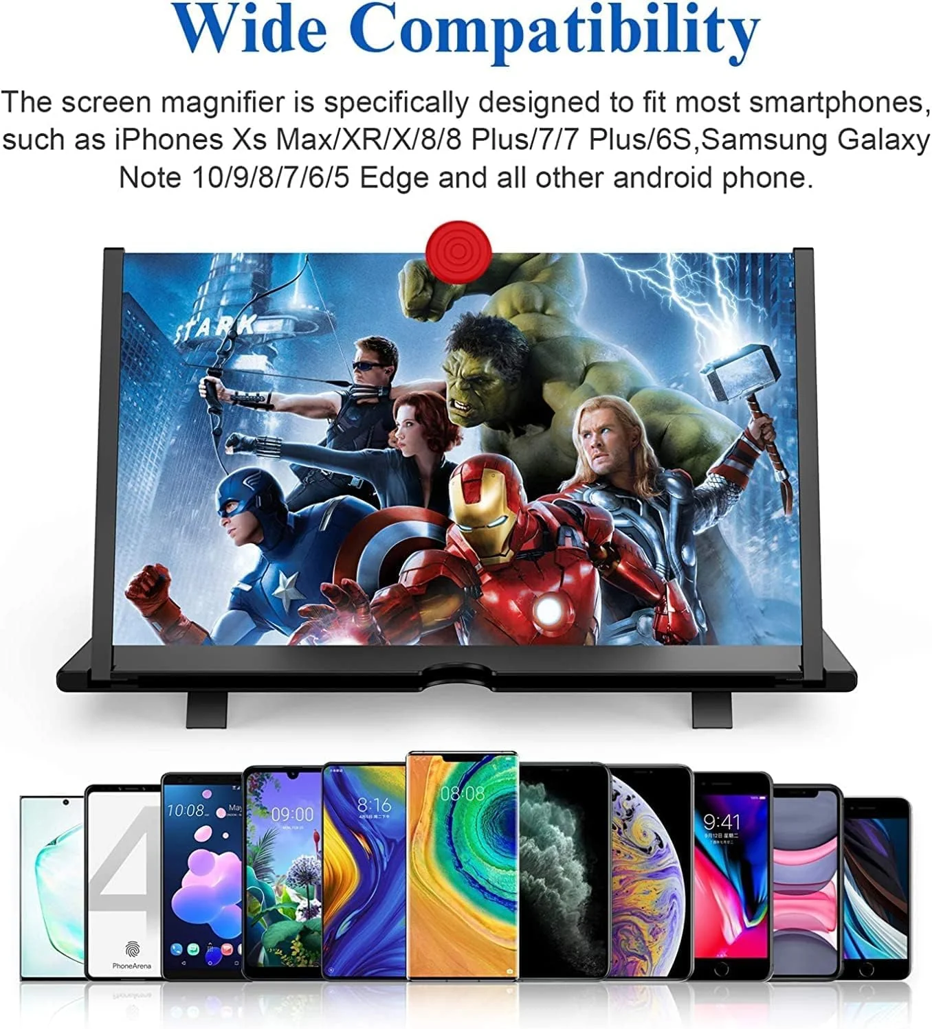 18" Screen Magnifier for Cell Phone – 3D HD Magnifing Screen Enlarger Projector for Movies Videos and Gaming – Foldable Mobile Phone Stand Holder with Screen Amplifier (Black-18) Black-18 - Image 4