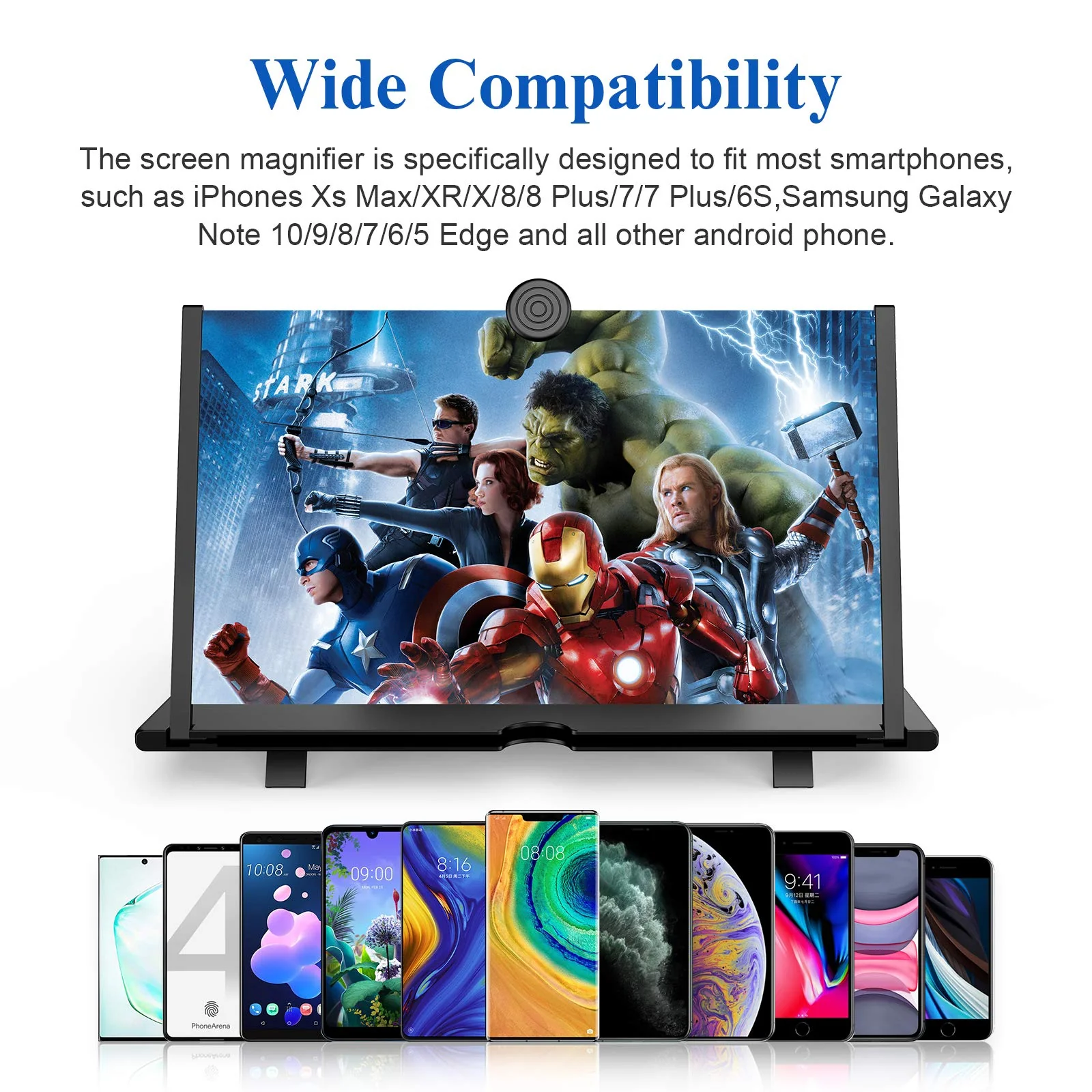 18" Screen Magnifier for Cell Phone -3D HD Magnifying Projector Screen Enlarger for Movies, Videos and Gaming – Foldable Phone Stand Holder with Screen Amplifier–Compatible with All Phones (Black-18) Black-18" - Image 3