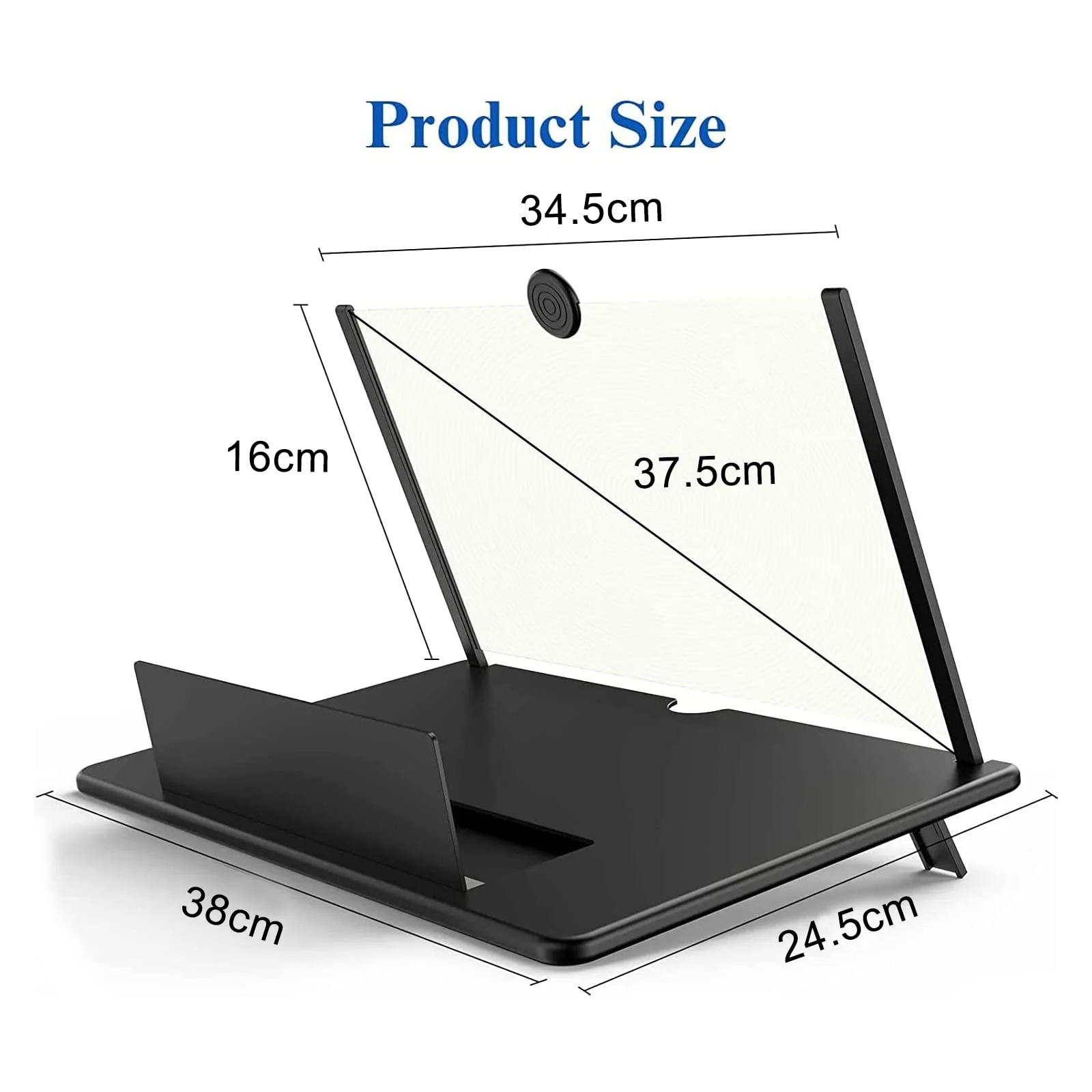18" Screen Magnifier for Cell Phone -3D HD Magnifying Projector Screen Enlarger for Movies, Videos and Gaming – Foldable Phone Stand Holder with Screen Amplifier–Compatible with All Phones (Black-18) Black-18" - Image 5