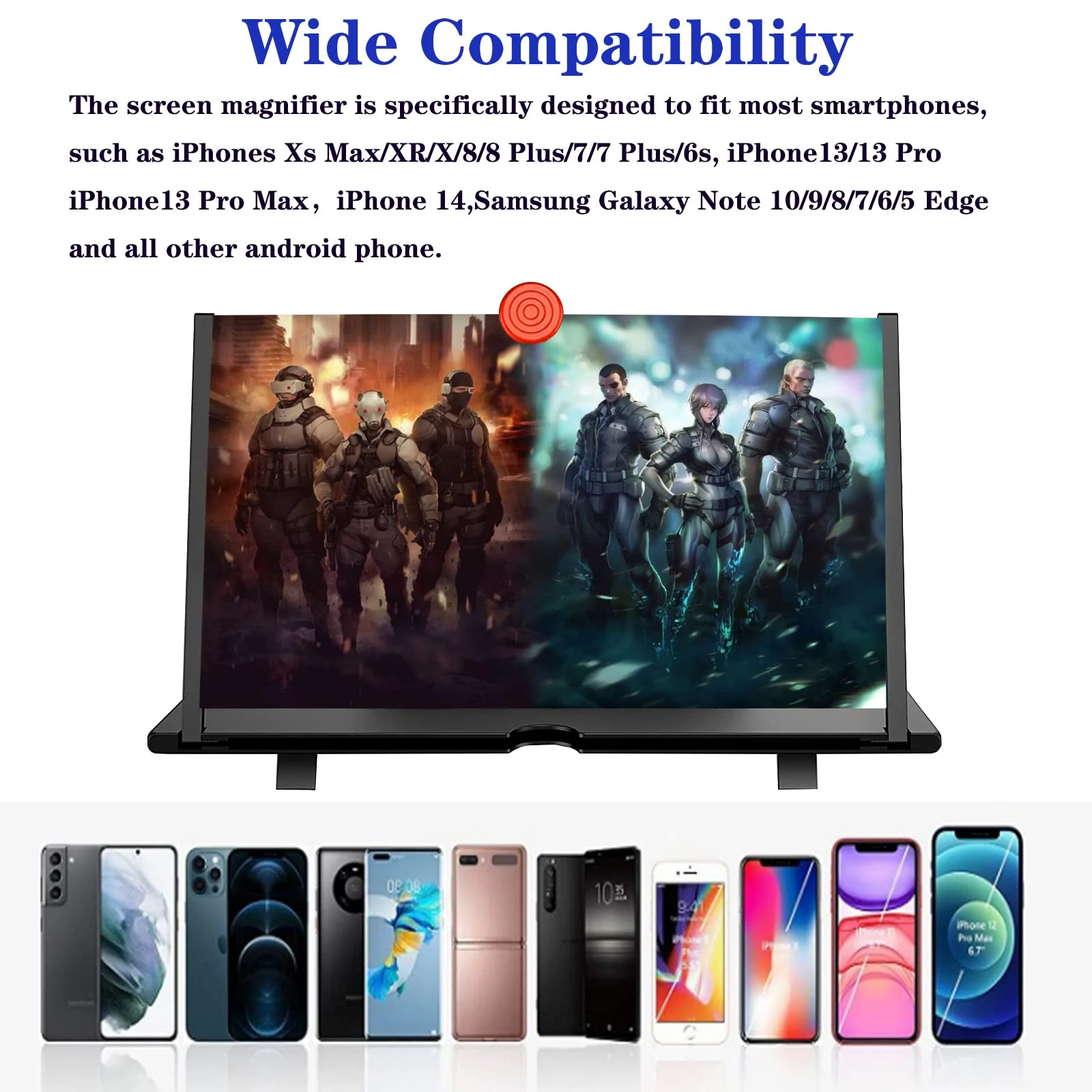 18'' Screen Magnifier for Cell Phone - Fanlory 3D HD Magnifying Screen Enlarger Expanders for Movies, Videos, and Gaming – Foldable Phone Stand with Screen Amplifier – Compatible with All Smartphones - Image 3