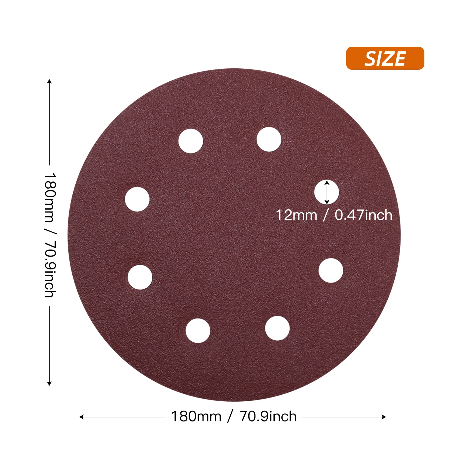 180 mm Sanding Discs Grit 120, Pack of 40 Sandpaper 180 mm Velcro Sanding Sheets for Wall Ceiling Sander 120 grit - Image 2