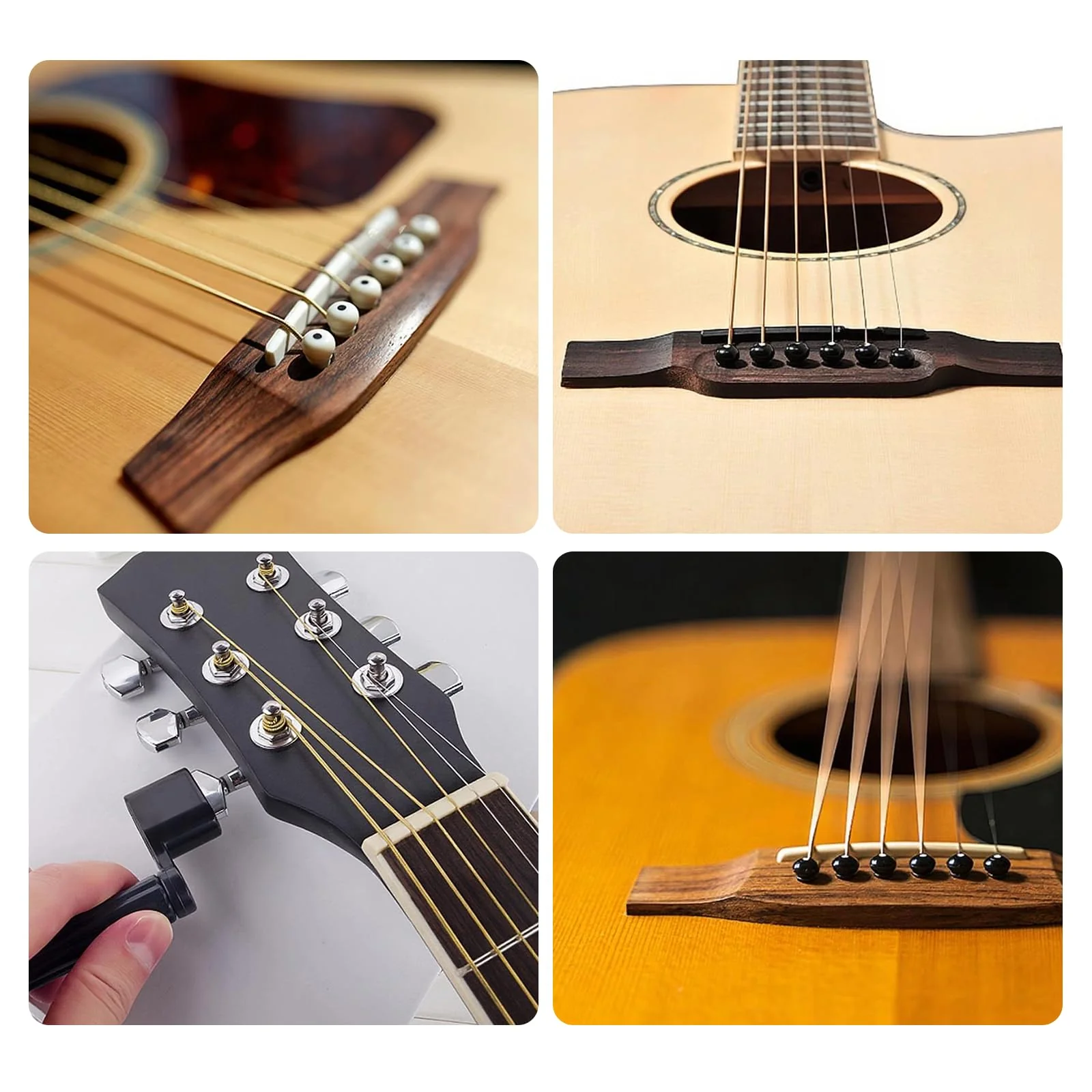 18PCS Acoustic Guitar Bridge Pins with 2 PCS Guitar Bridge Saddle Nut and 1PCS Bridge Pin Puller Remover, Guitar Parts Accessories Replacement Tools (Ivory & Black) 18pcs - Image 6