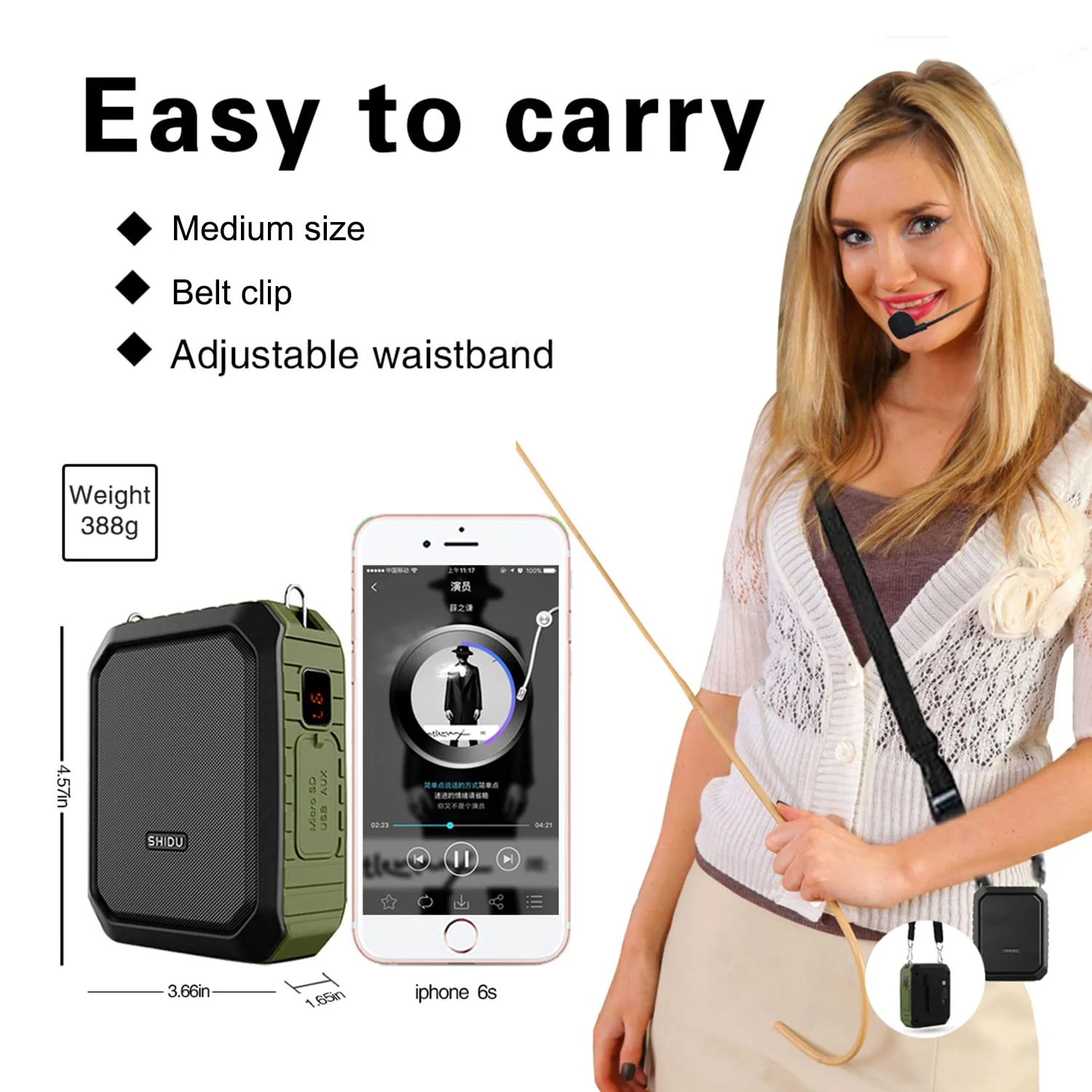 18W Wireless Bluetooth Waterproof Voice Amplifier Portable Headset Microphone with Speaker Small Personal Microphone for Teachers, Outdoors - Image 4