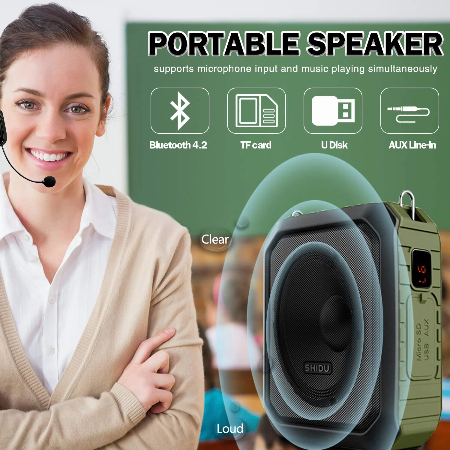 18W Wireless Bluetooth Waterproof Voice Amplifier Portable Headset Microphone with Speaker Small Personal Microphone for Teachers, Outdoors - Image 6