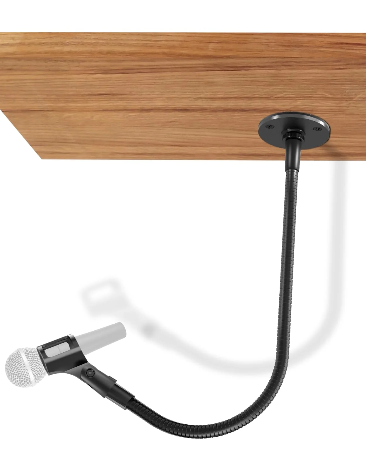 19" Gooseneck Mic Stand with Wall & Desk Flange Mount - Heavy-Duty Adjustable Microphone Arm, Universal Mic Holder & Cable Ties, 5/8 to 3/8 Adapter, Ideal for Podium, Podcasting Studio and Streaming 19-inch + Flange Mount - Image 6