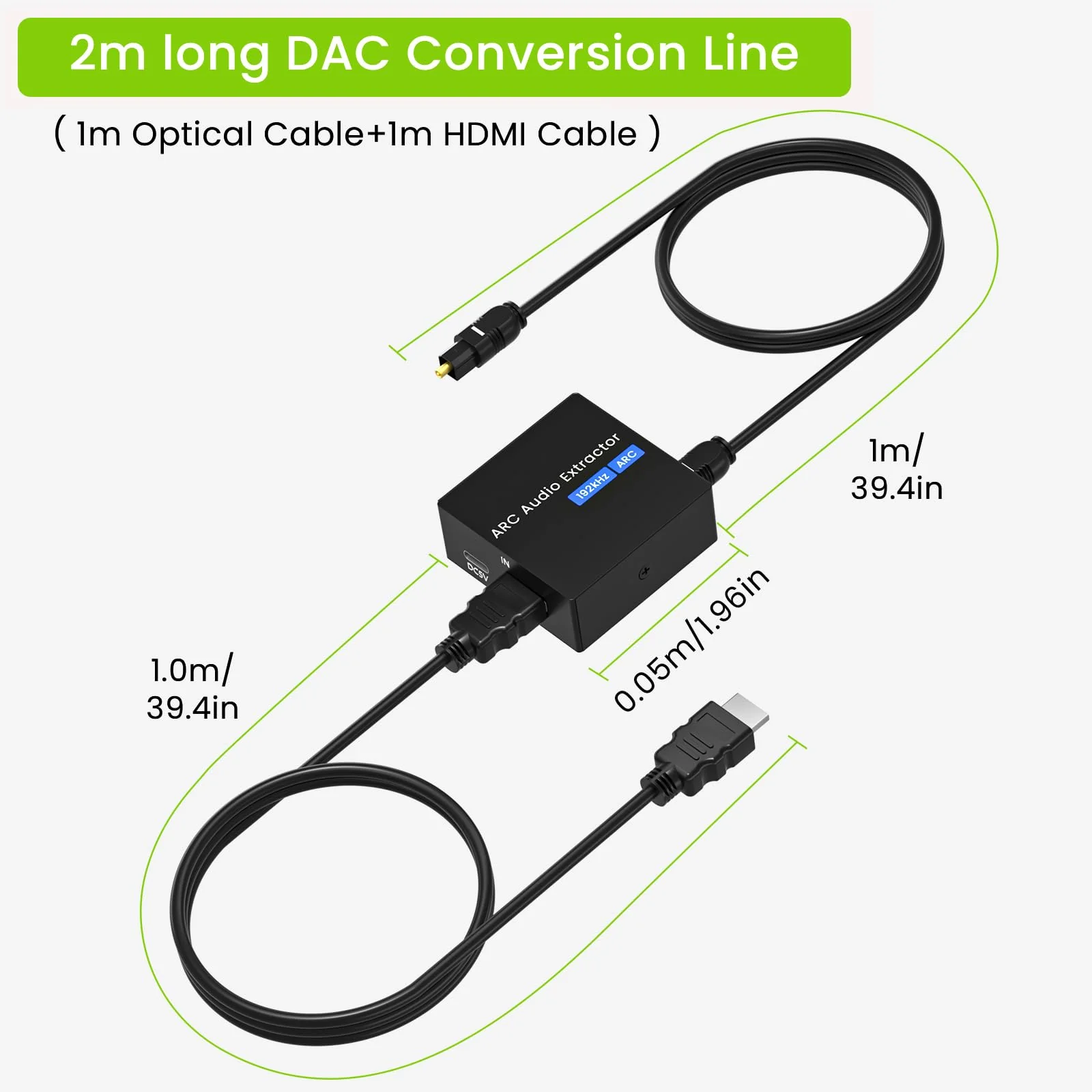 192KHz ARC Audio Extractor, HDMI ARC to Optical Converter, ARC to Optical/Toslink+3.5mm AUX Output, ARC to RCA Audio Converter for TV Amplifier Speaker/Soundbar/Headset - Image 7