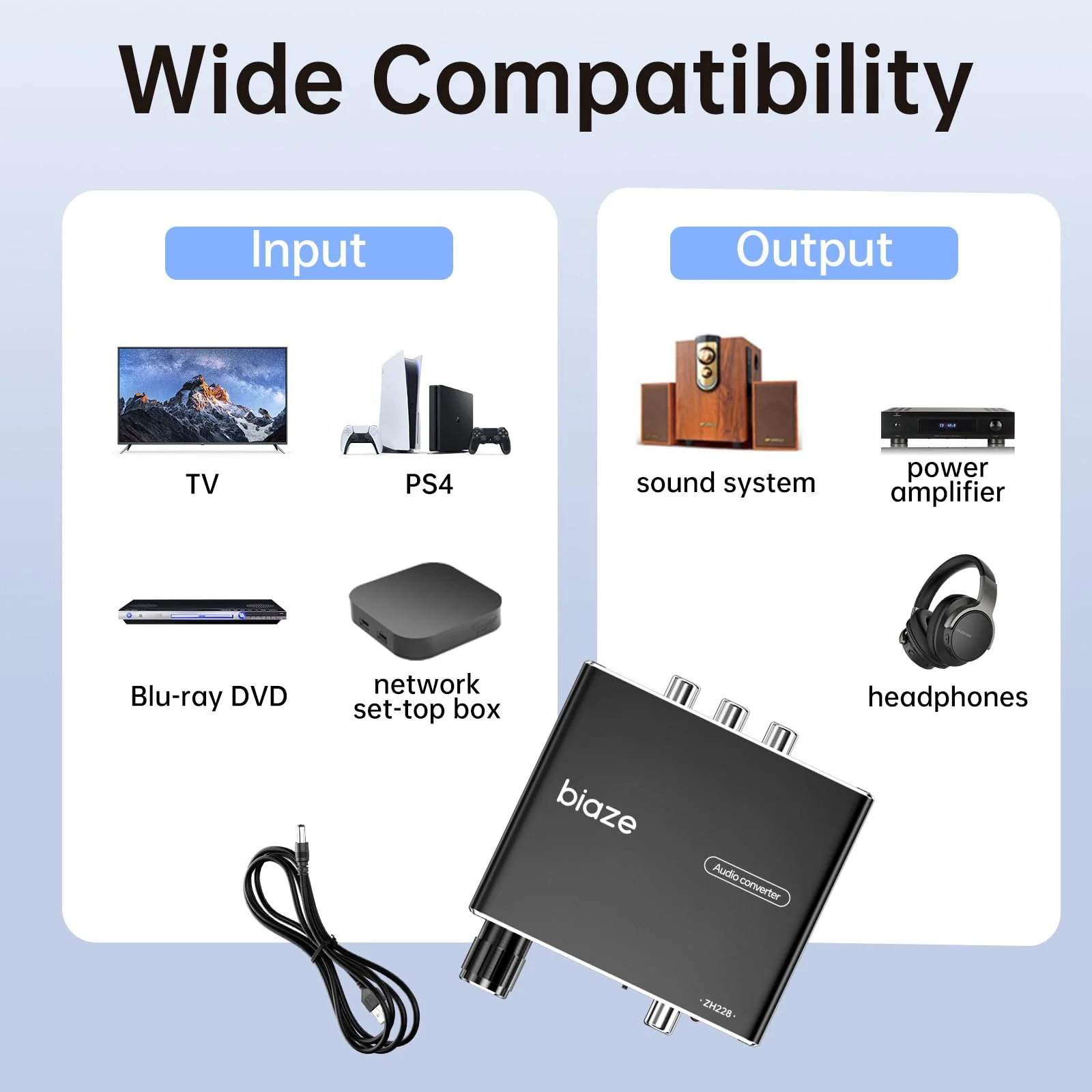192KHz Digital to Analog Audio Converter, Upgrade Volume Adjustable DAC Digital SPDIF Optical to Analog L/R RCA Converter Toslink Optical to 3.5mm Jack Adapter for HDTV, DVD, Blu-Ray Players(1 Pack) B-Black - Image 4