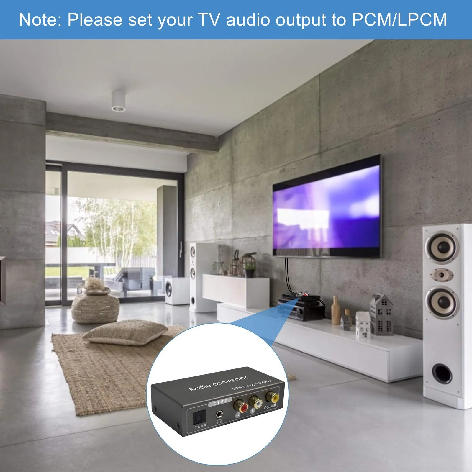 192KHz Multi Function Audio Converter, Tohilkel HDMI ARC or Toslink (Optical,SPDIF) or Coaxial to 3.5 mm Jack Stereo R/L Toslink (Optical,SPDIF) Coaxial, Support Multi Ports Output Simultaneously - Image 6
