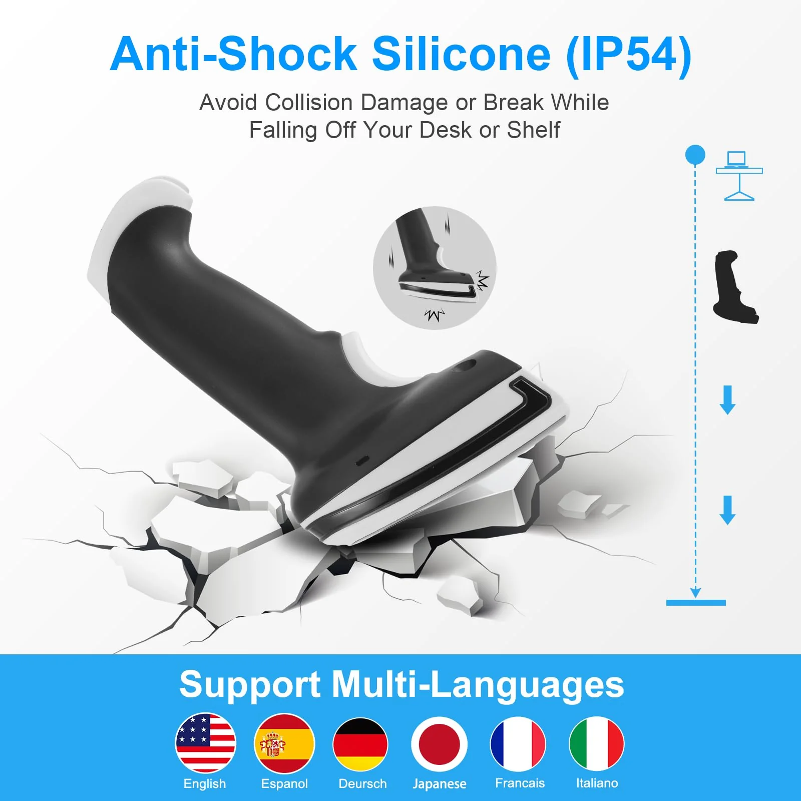 1D 2D Barcode Scanner, Handheld Barcode Reader Bluetooth Wireless QR Code Scanner Bar Code Scanners with Stand 3-1 Bluetooth & 2.4G Wireless & USB Wired Connection &PDF417 Data Matrix Automatic - Image 6