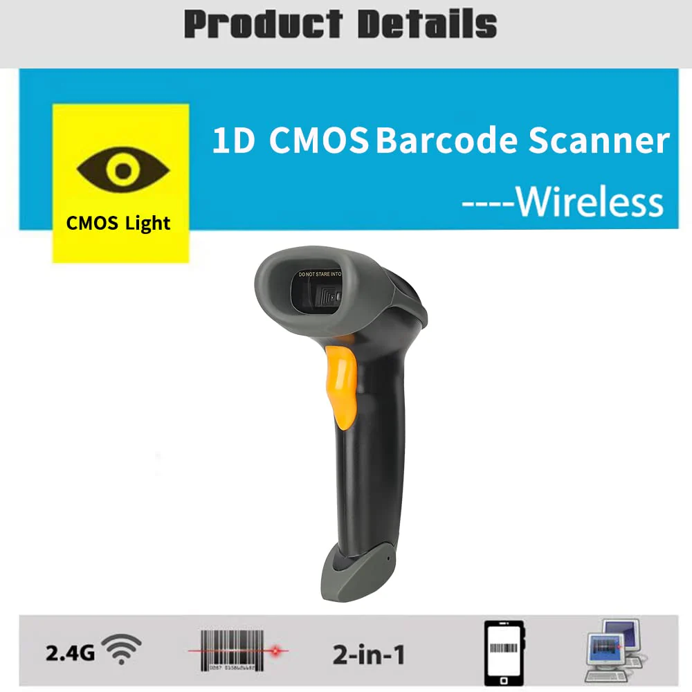 1D CCD 2.4G Wireless Bar Code Scanner Versatile 2 in 1 (Wireless+USB Wired), UNIDEEPLY Automatic Barcode Reader Scanner 196 Feet Indoor Transmission Distance, Scanning Gun for PC Computers, Black - Image 6