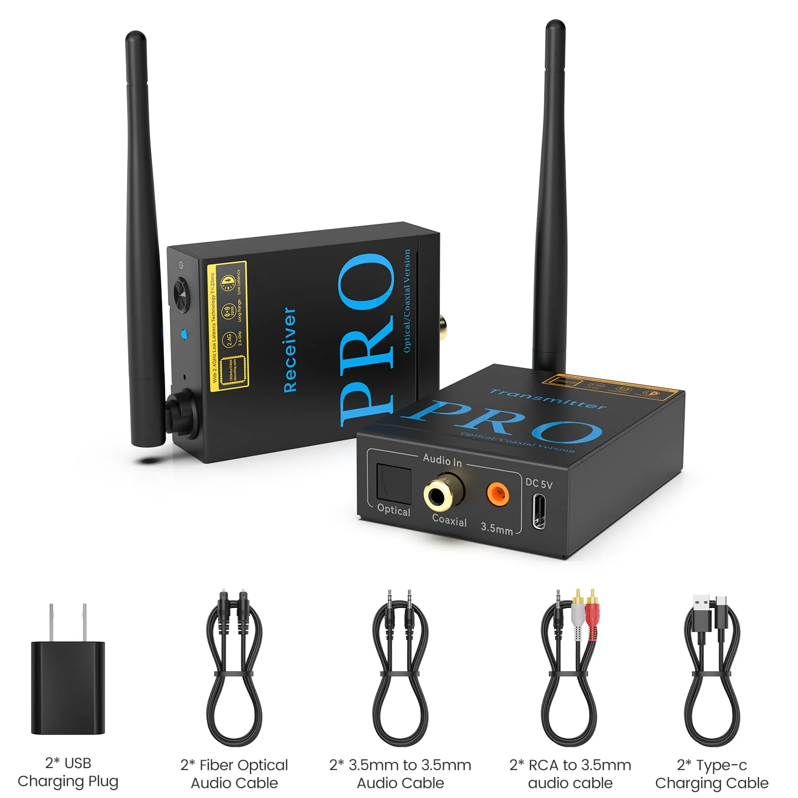 1Mii 2.4GHz Wireless Audio Transmitter and Receiver,192KHz/24bits HiFi Audio, 20ms Low Latency,328ft Long Range Wireless Subwoofer Kit for Speaker/Stereo/Soundbar,Optical/Coaxial/3.5mm(RCA) Ports. - Image 7