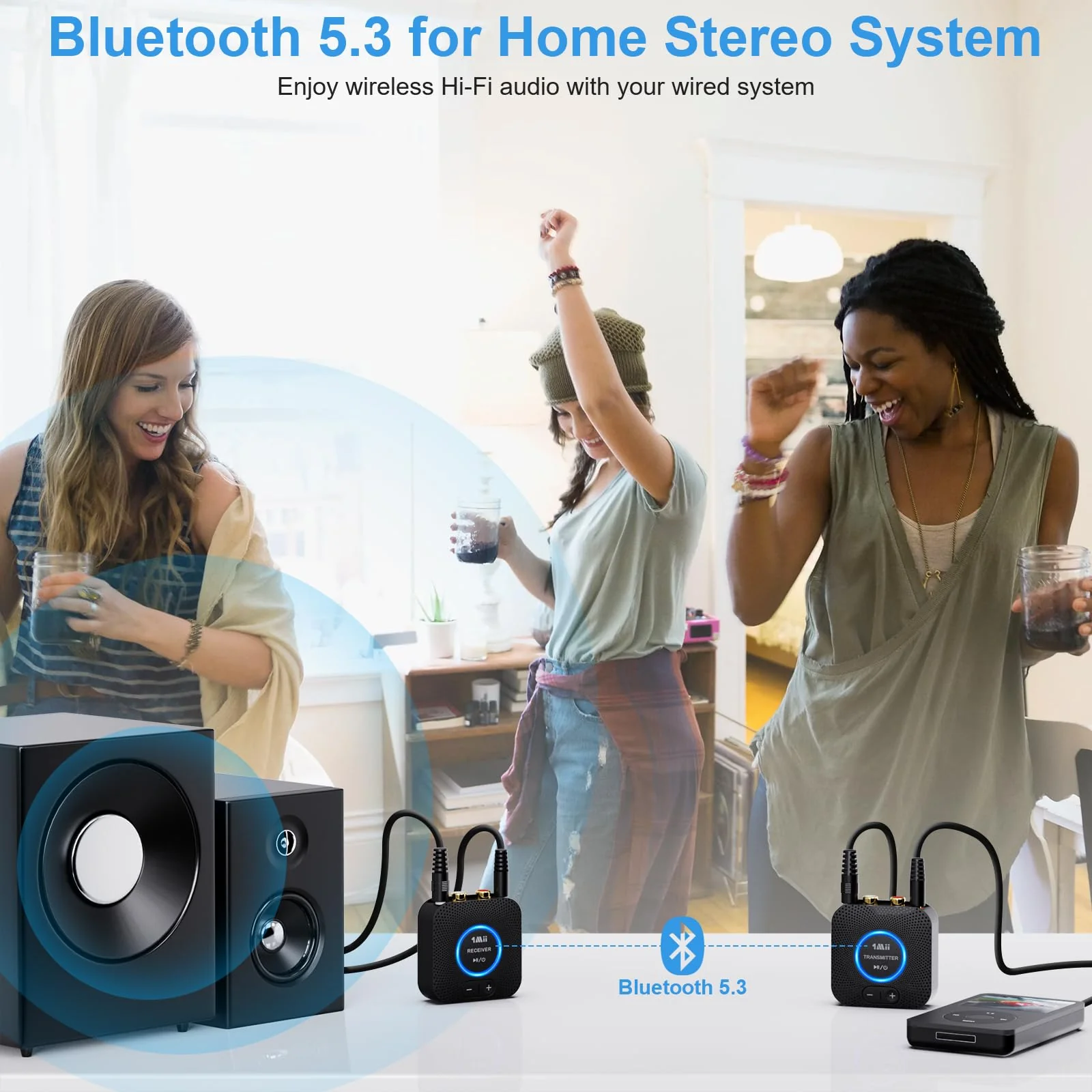 1Mii 2.4GHz Wireless Audio Transmitter Receiver Set for TV, 260Ft/80M Long Range 25ms Low Latency with AUX RCA in/Out,Wireless Audio Adapter for TV PC Powered Speaker Amplifier Soundbar - Image 7