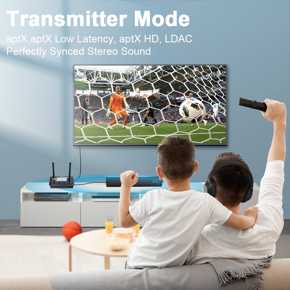 1Mii B03Pro+ Bluetooth 5.3 Transmitter Receiver Certified LDAC for TV Home Stereo, Long Range Bluetooth Extender Wireless Audio Adapter with Screen, Optical RCA AUX 3.5mm Outputs/Inputs B03Pro+ - Image 5