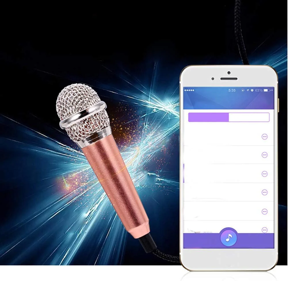 1Pc Silver Mini Singing Mic Equipment 3.5mm Condenser Microphone Phone Karaoke Mic with Stand Singing Mic Equipment Mini Handheld Microphone for Mobile Phone Laptop,Wireless Microphones and Systems - Image 3