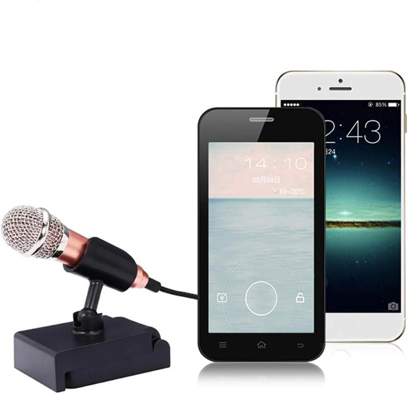 1Pc Silver Mini Singing Mic Equipment 3.5mm Condenser Microphone Phone Karaoke Mic with Stand Singing Mic Equipment Mini Handheld Microphone for Mobile Phone Laptop,Wireless Microphones and Systems - Image 8