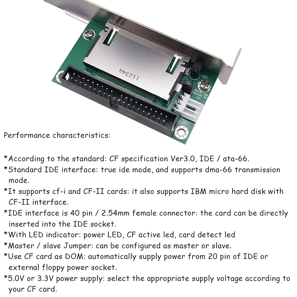 1Pcs CF to IDE Adapter 40-Pin CF Compact Flash Card to 3.5 Converter with PCI Bracket - Image 2