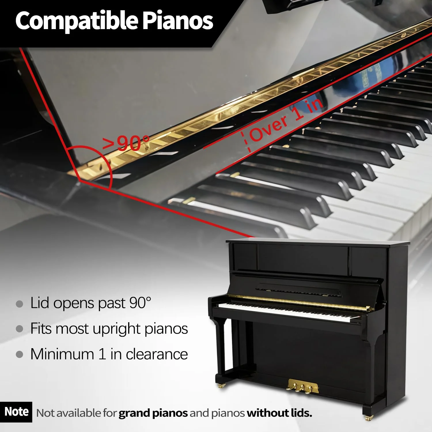 1pcs Piano Slow Close Device – Hydraulic Fallboard Decelerator for Upright Pianos Key Cover Soft Close Lid Protector with Dual Silent Wheels, Anti-Pinch, Durable Aluminum Alloy - Image 2