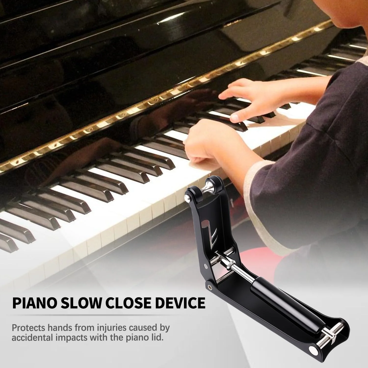 1pcs Piano Slow Close Device – Hydraulic Fallboard Decelerator for Upright Pianos Key Cover Soft Close Lid Protector with Dual Silent Wheels, Anti-Pinch, Durable Aluminum Alloy - Image 6