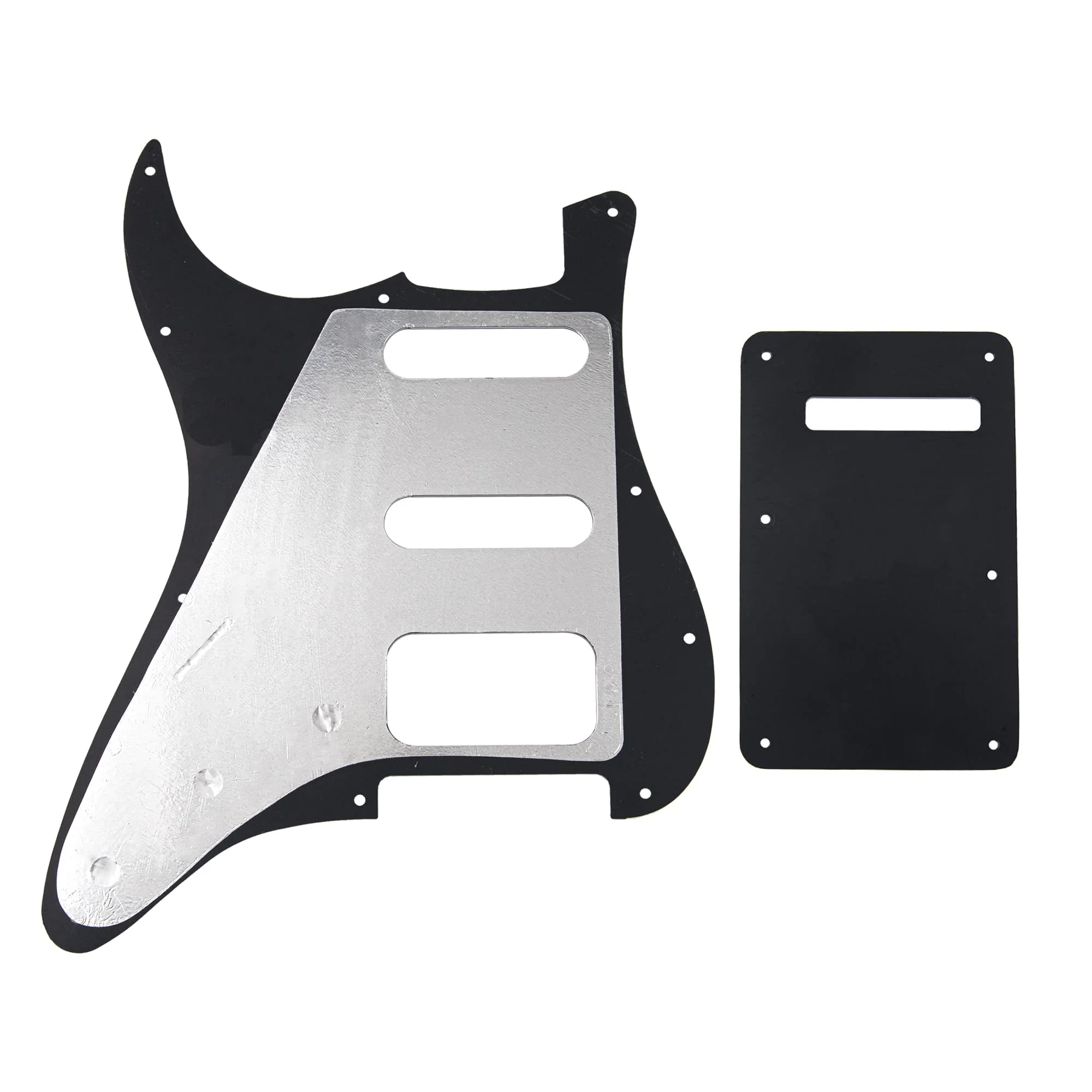 1Pcs Yootones 11 Hole Round Corner HSS Pickguard Guitar BackPlate Set with Pickguard Screws Compatible with USA/Mexican Stratocaster Strat Mounting Open Pickup (4Ply Black Pearl) 4Ply Black Pearl - Image 5