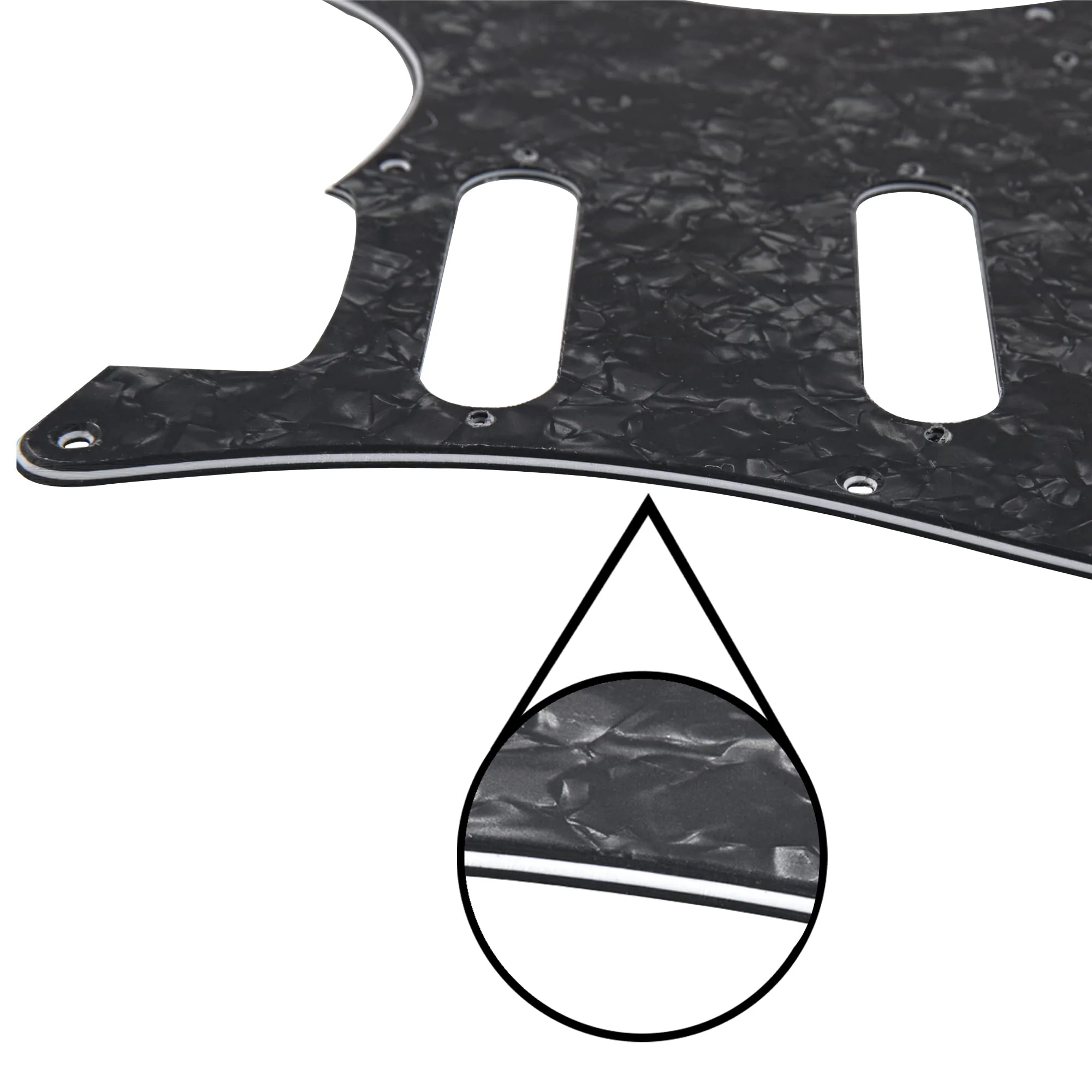 1Pcs Yootones 11 Hole Round Corner HSS Pickguard Guitar BackPlate Set with Pickguard Screws Compatible with USA/Mexican Stratocaster Strat Mounting Open Pickup (4Ply Black Pearl) 4Ply Black Pearl - Image 6