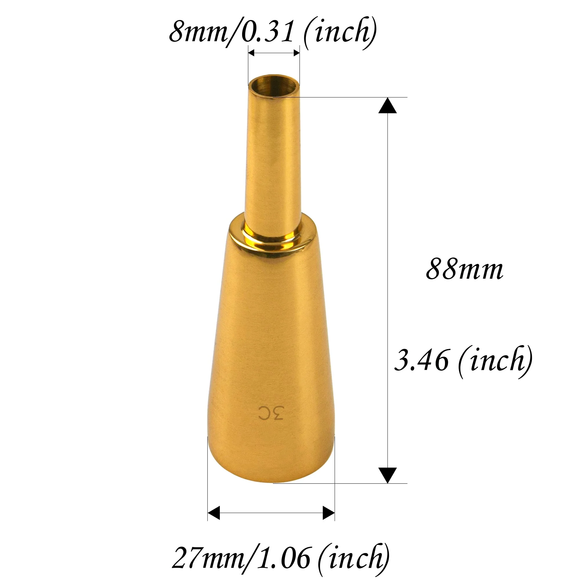 1Pcs Yootones 9.8mm Outer Diameter 3C Heavy-Duty Trumpet Mouthpiece Compatible with Trumpet Accessories (Gold) Gold - Image 4