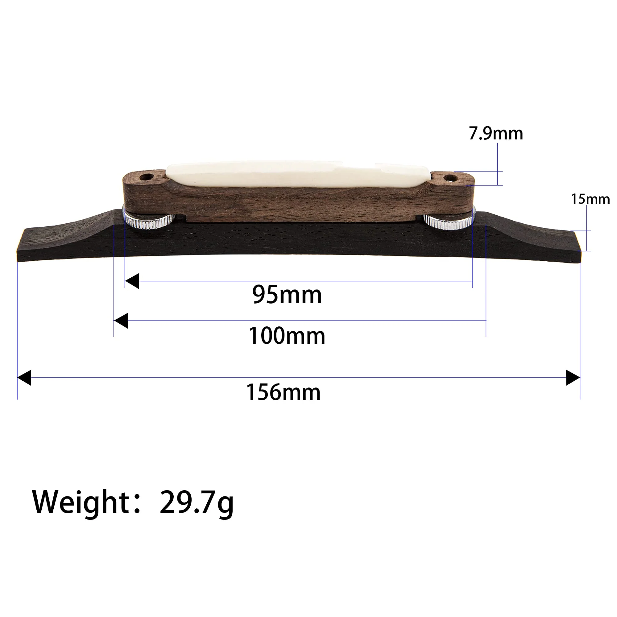 1Pcs Yootones Guitar Rosewood Bridge with Bone Saddle Compatible with Archtop Jazz Guitar Part - Image 5
