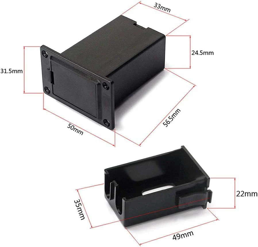 1Set Black Guitar Pickup Battery Box,Battery Guitar Case,Acoustic Guitar Pickup Parts,Case Holder Replacement for EQ Bass Accessories,Pickup Shell Cover Installed on Guitar Bass with 9V Battery Box - Image 4