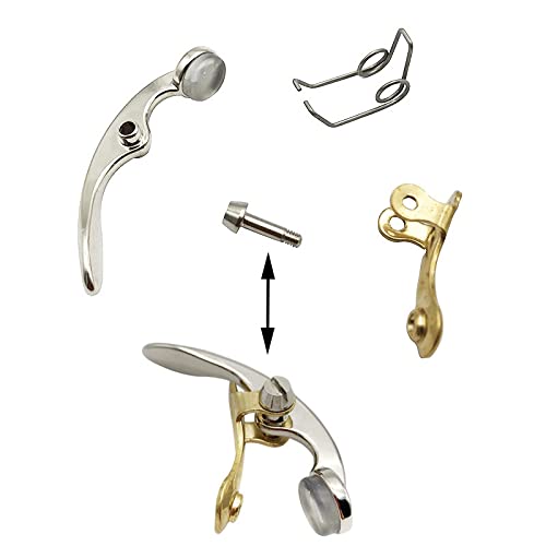 1Set Trumpet Repair Kit Trumpet Valve Finger Buttons Connecting Rods Valve Caps Piston Guides Spring Felt Washer Water Key Spit Valve Replacement 40Pcs, Silver - Image 3