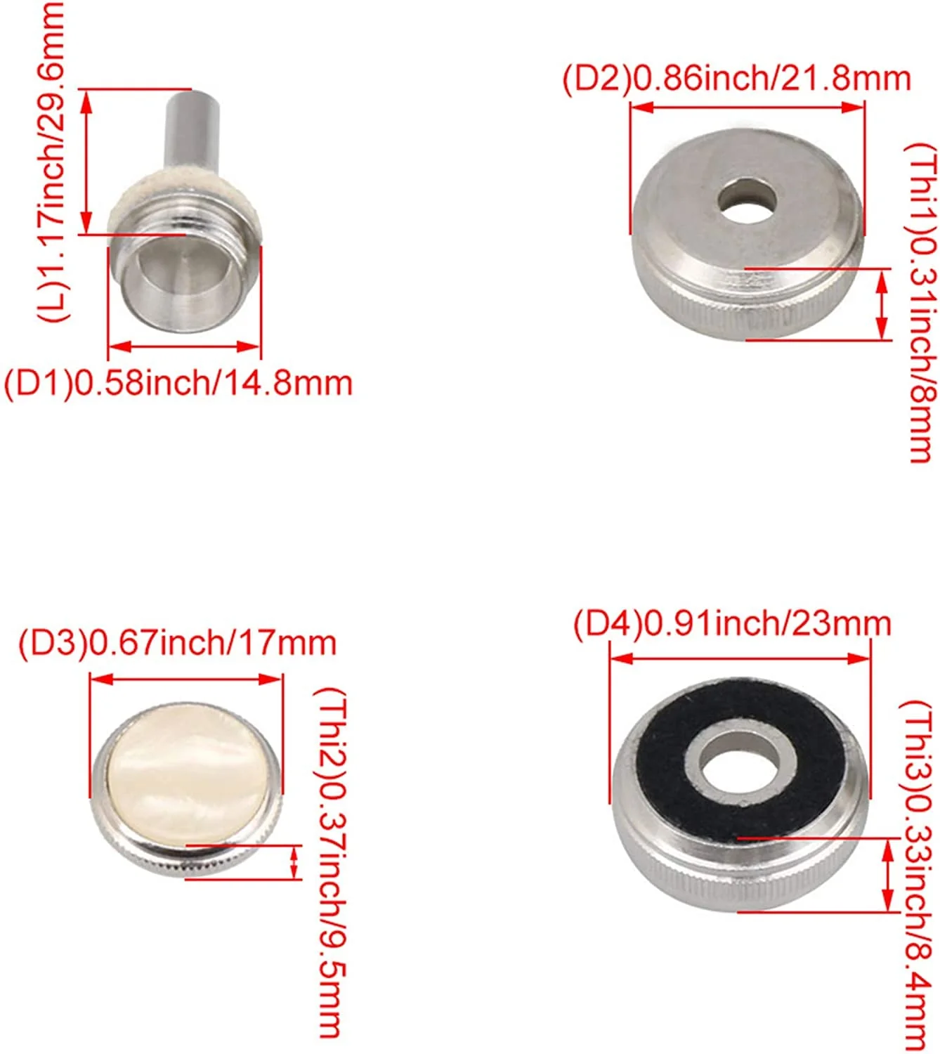 1Set Trumpet Repair Kit Trumpet Valve Finger Buttons Connecting Rods Valve Caps Piston Guides Spring Felt Washer Water Key Spit Valve Replacement 40Pcs, Silver - Image 6