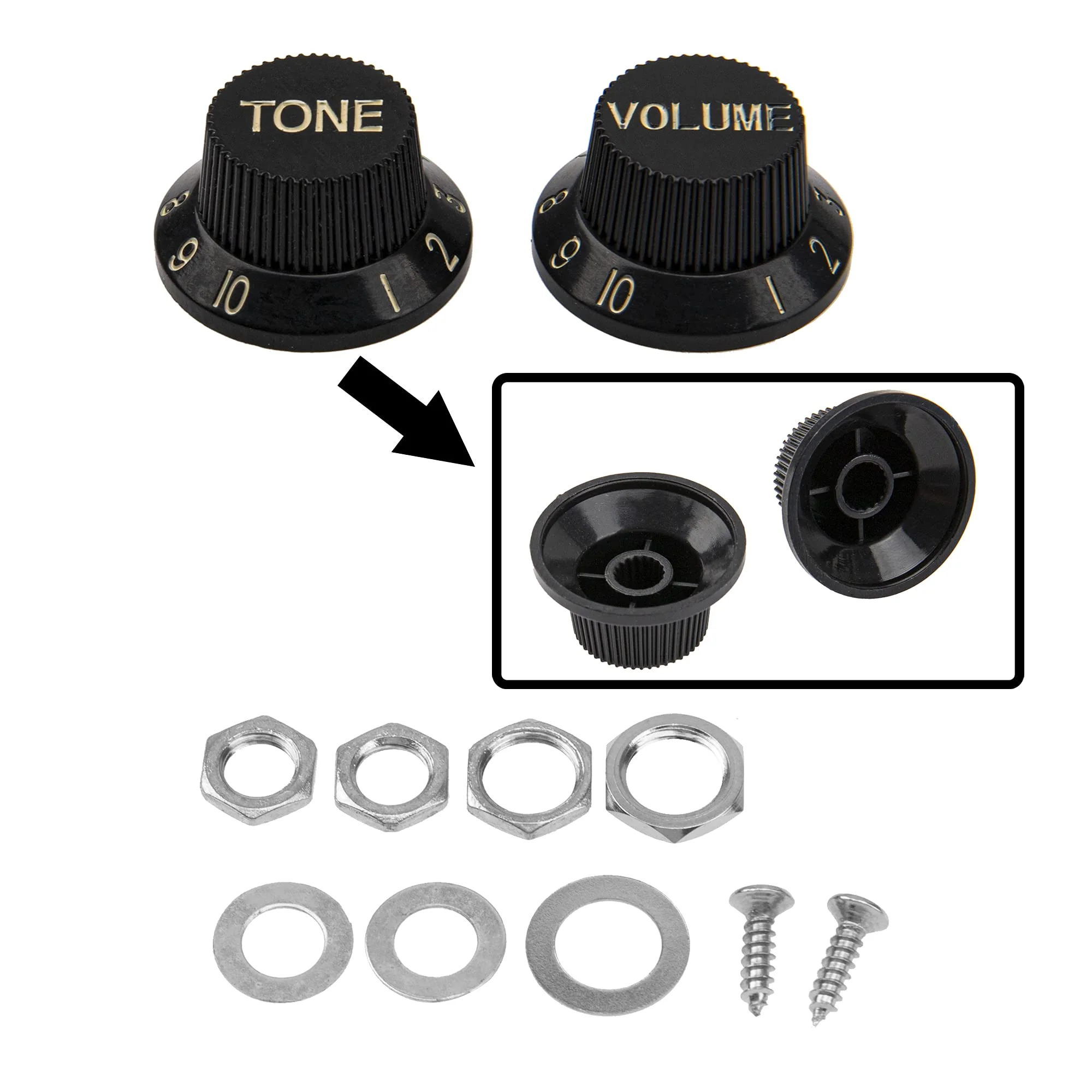 1Set Yootones Pre-wired 6-String Single Coil Guitar Pickup Harness with Volume & Tone knobs Pots Compatible with Cigar Box Guitar (Black) - Image 5