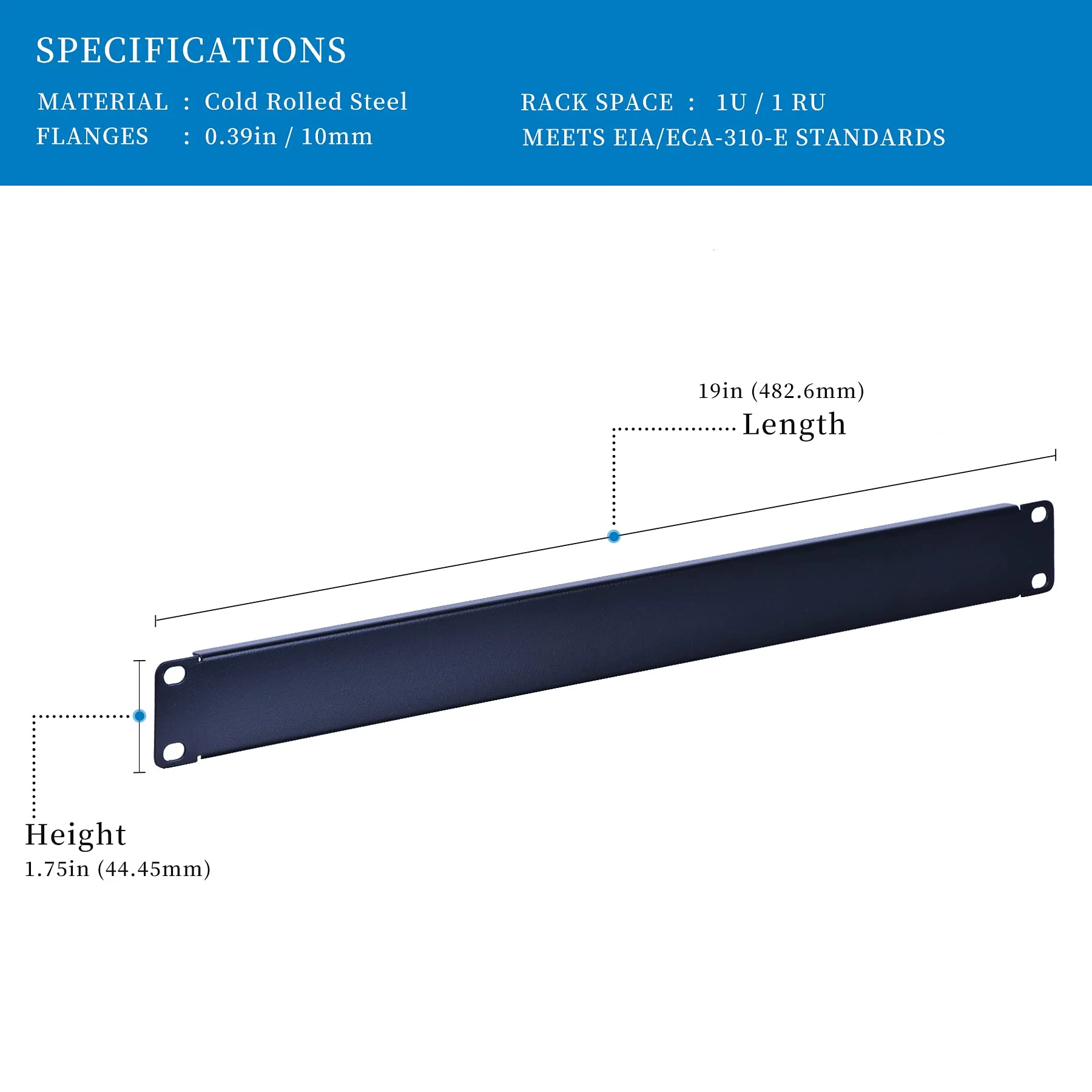 1U Blank Rack Mount Panel Spacer for 19in Server Rack Enclosure or Network Cabinet – 2 Pack 1U - Image 2