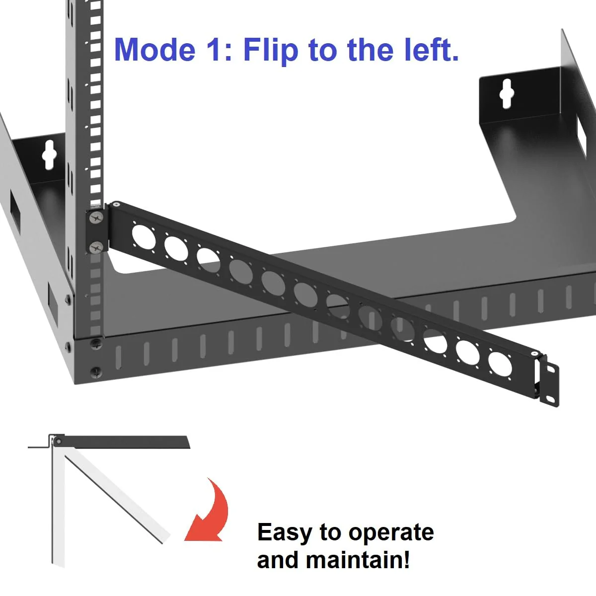 1U Hinged D-Series 12 Connectors Punch-out Component Panel for 19 inches Sound, AV, Computer -Equipment Racks- Patch Panel Compatible with XLR, HDMI (1U12D) - Image 4
