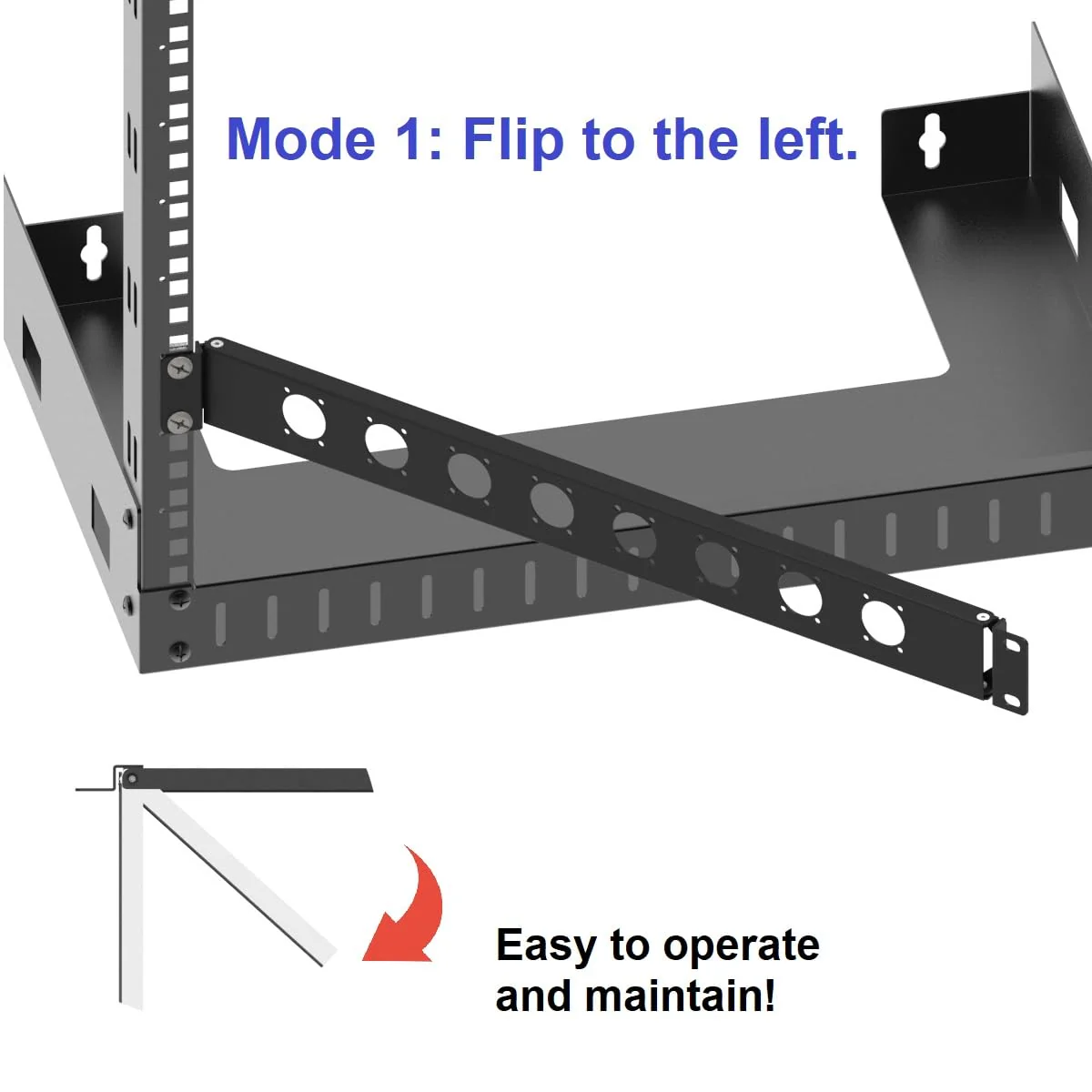 1U Hinged Rack Panel 8D XLR HDMI Audio Rack Mount Panel for 19 inches Rack Mount (1U8D) - Image 3