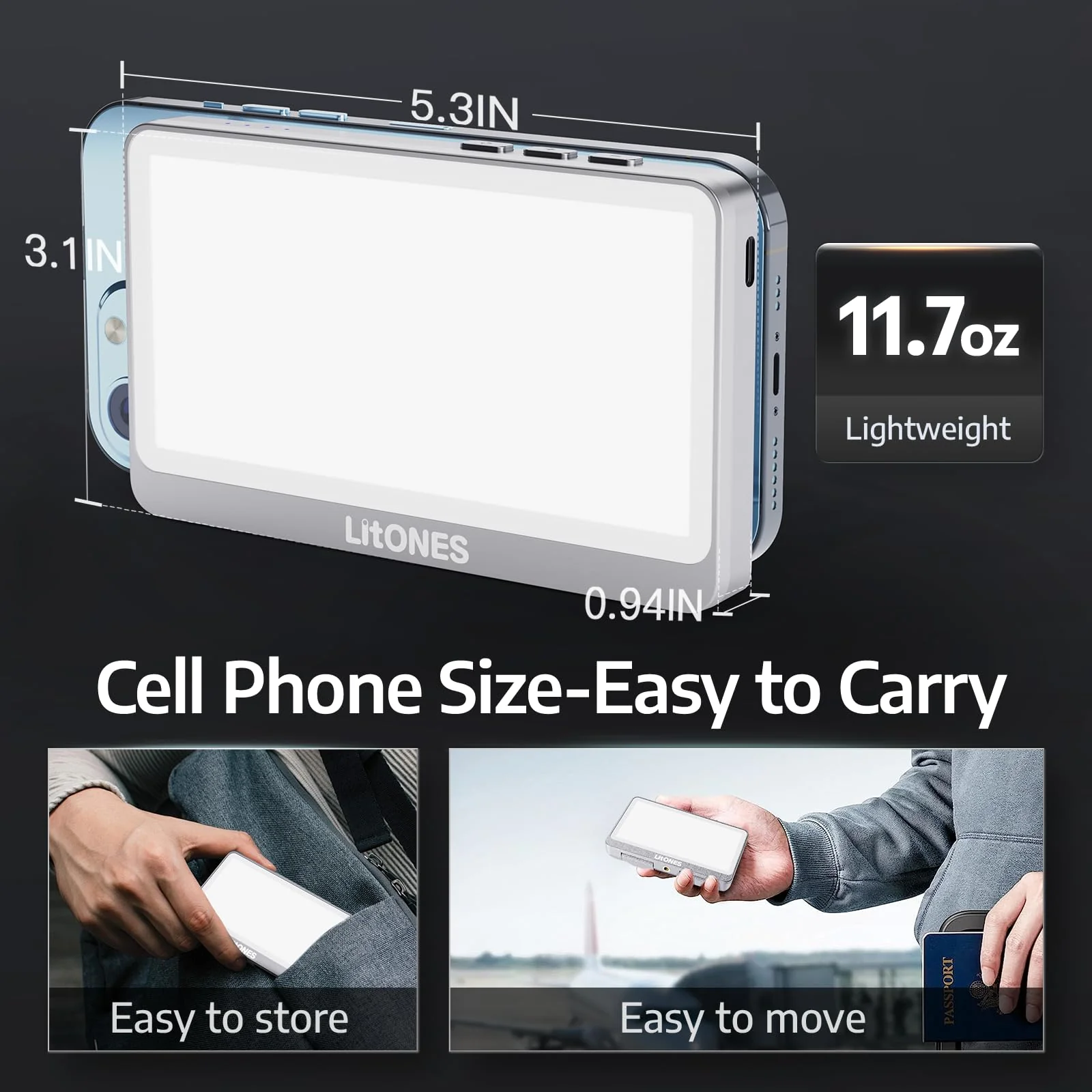 1Unit LitONES Zoom Lighting for Computer, 30 Light Modes, Portable Video Conference Lighting for Laptop, Ring Light for Desk, Zoom Call, Video Call, Video Conferencing, Remote Working Space Gray 1Unit - Image 2