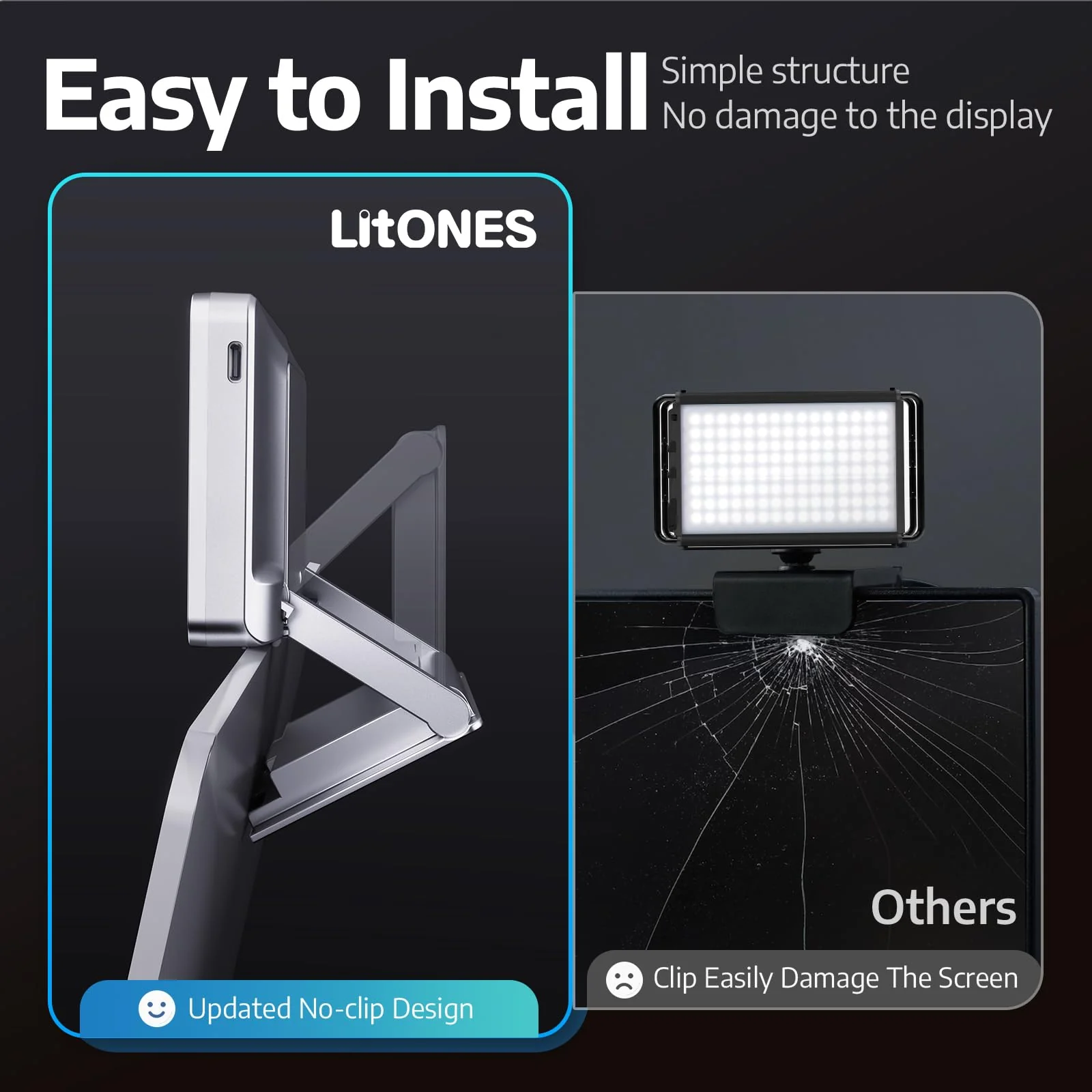 1Unit LitONES Zoom Lighting for Computer, 30 Light Modes, Portable Video Conference Lighting for Laptop, Ring Light for Desk, Zoom Call, Video Call, Video Conferencing, Remote Working Space Gray 1Unit - Image 3