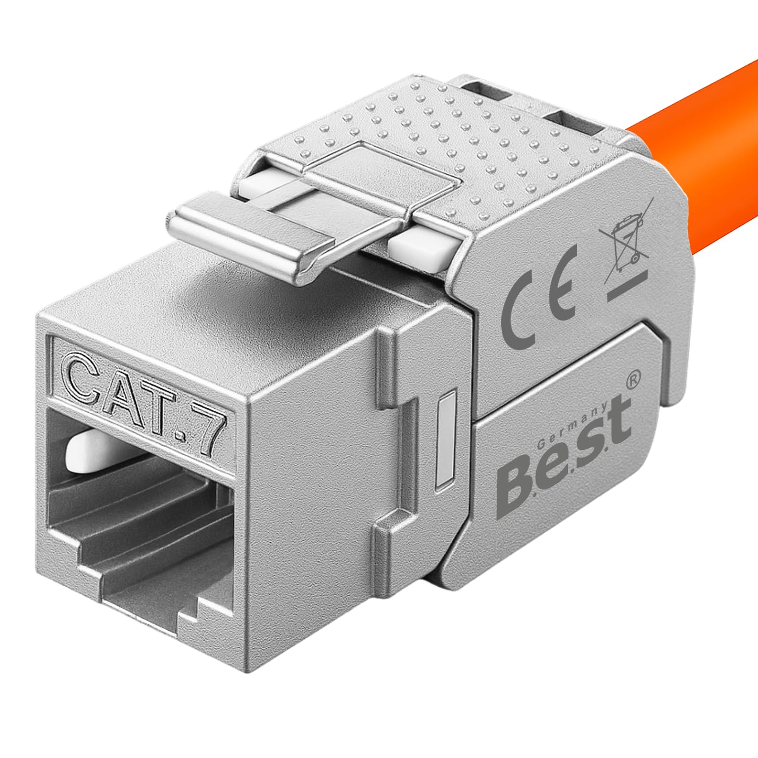 1x CAT 7 Keystone Network Module RJ45 - High Speed Keystone Female Tool-Free Assembly, 10Gbps, STP Shielded, Gold Plated Contacts, Compatible with AWG 22-26 & Patch Panel/Network Sockets 1 Stück