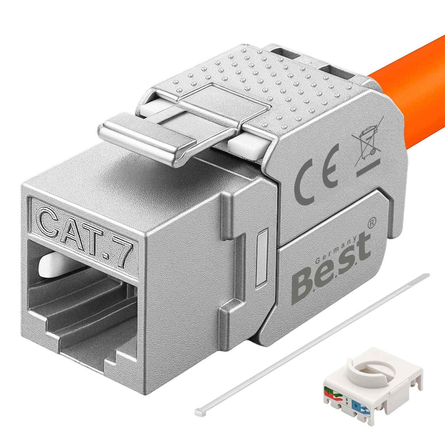 1x CAT 7 Keystone Network Module RJ45 - High Speed Keystone Female Tool-Free Assembly, 10Gbps, STP Shielded, Gold Plated Contacts, Compatible with AWG 22-26 & Patch Panel/Network Sockets 1 Stück - Image 2