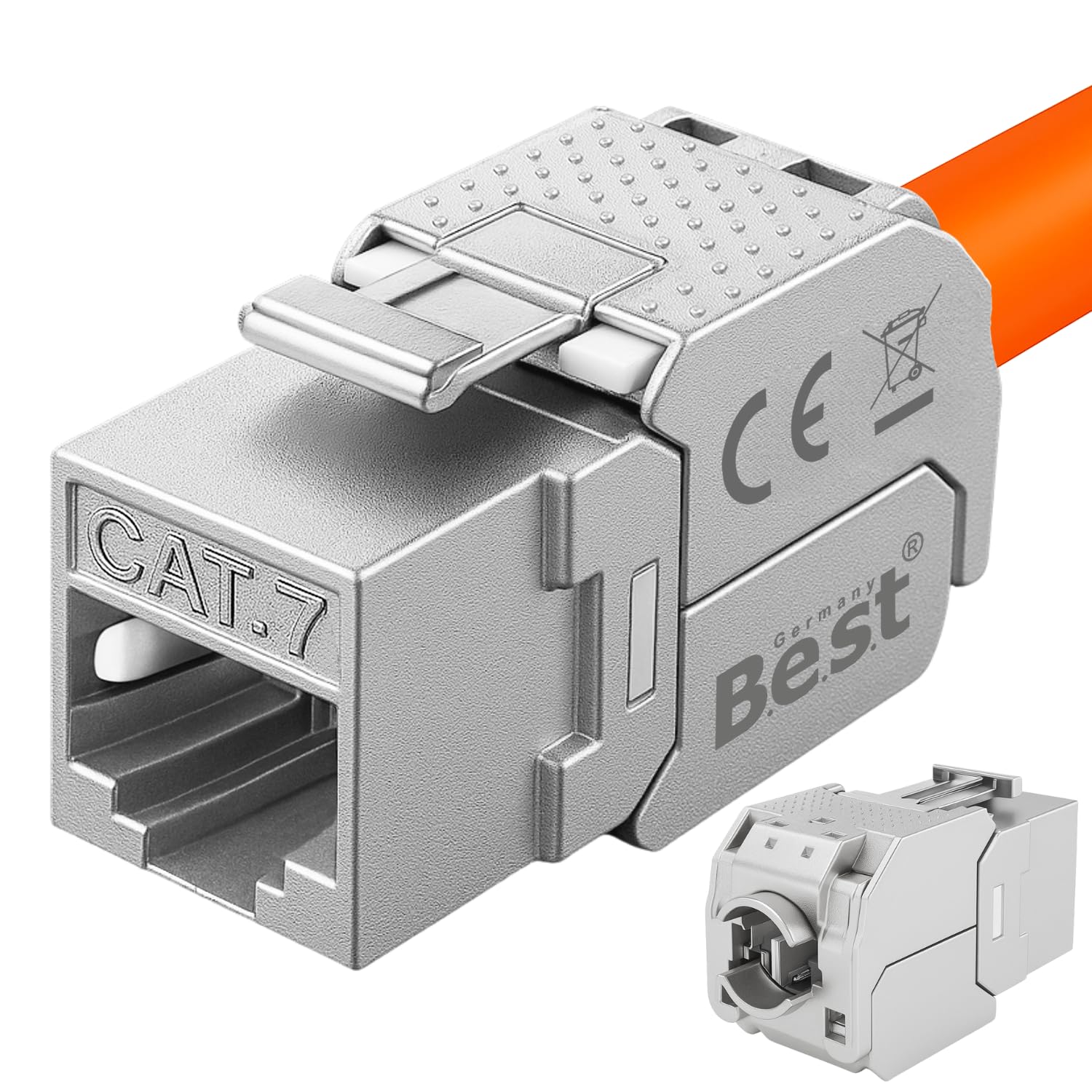 1x CAT 7 Keystone Network Module RJ45 - High Speed Keystone Female Tool-Free Assembly, 10Gbps, STP Shielded, Gold Plated Contacts, Compatible with AWG 22-26 & Patch Panel/Network Sockets 1 Stück - Image 5