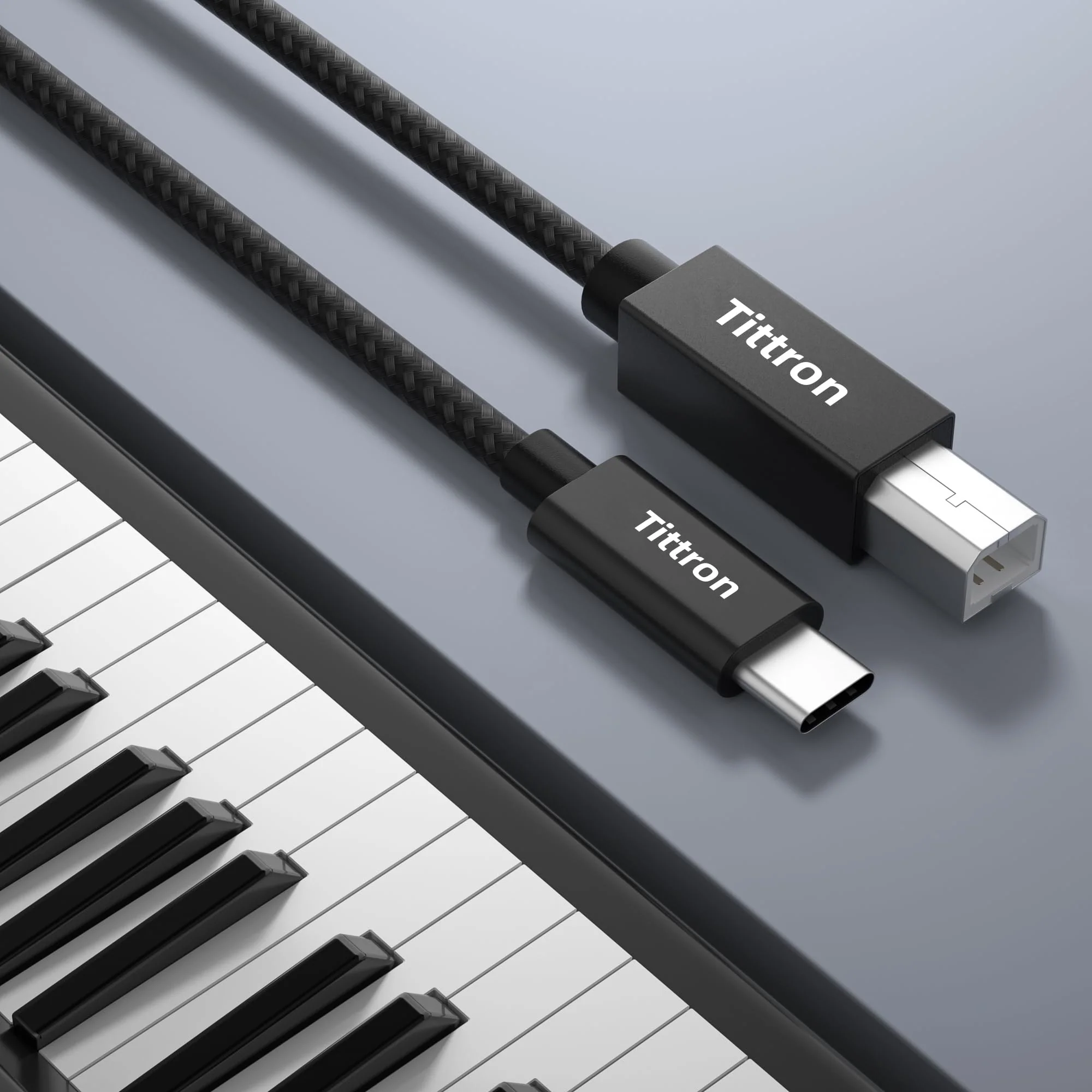 2.0m USB-C to Type-B MIDI Interface Cable for MIDI Keyboards/Controllers - MIDI-CB200, Metal - Image 2