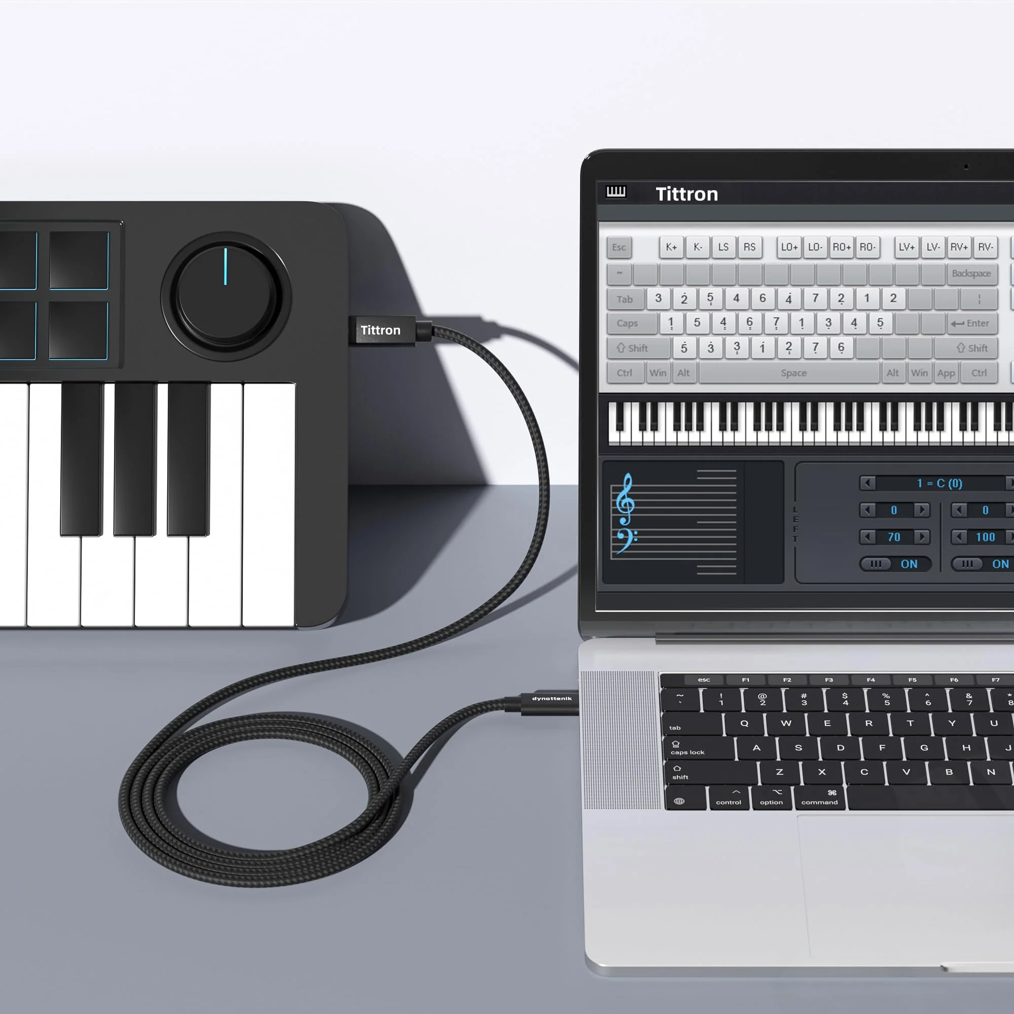 2.0m USB-C to Type-B MIDI Interface Cable for MIDI Keyboards/Controllers - MIDI-CB200, Metal - Image 5