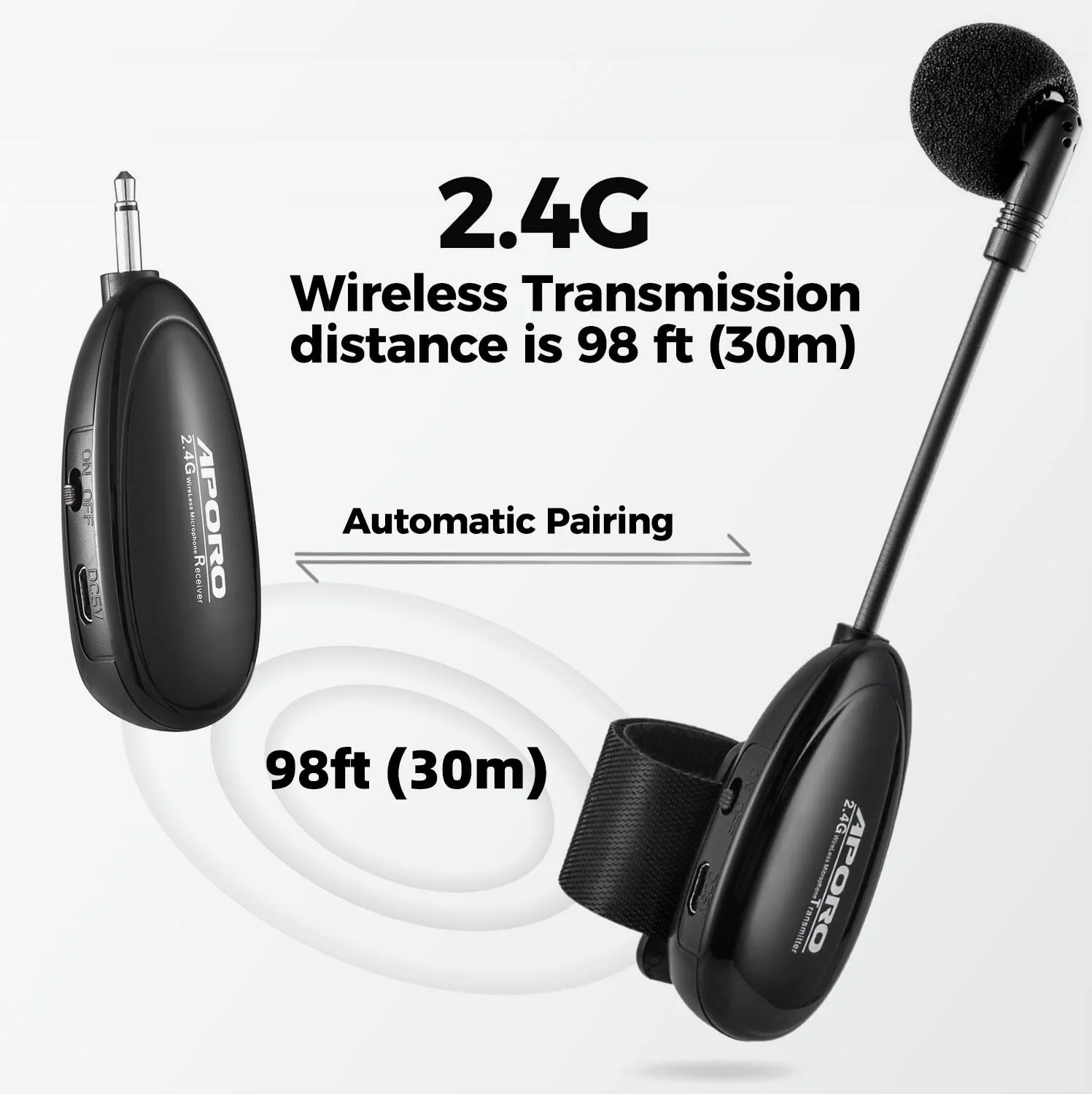 2.4G Wireless Flute Microphone Tie on Music Instruments Microphone, Wireless Receiver and Transmitter, for Flute and More - Image 2