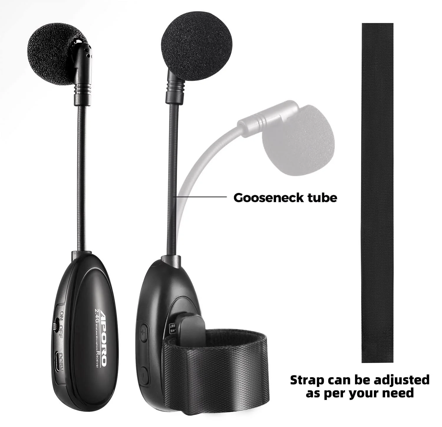 2.4G Wireless Flute Microphone Tie on Music Instruments Microphone, Wireless Receiver and Transmitter, for Flute and More - Image 3
