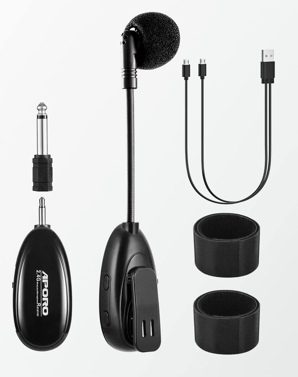 2.4G Wireless Flute Microphone Tie on Music Instruments Microphone, Wireless Receiver and Transmitter, for Flute and More - Image 7