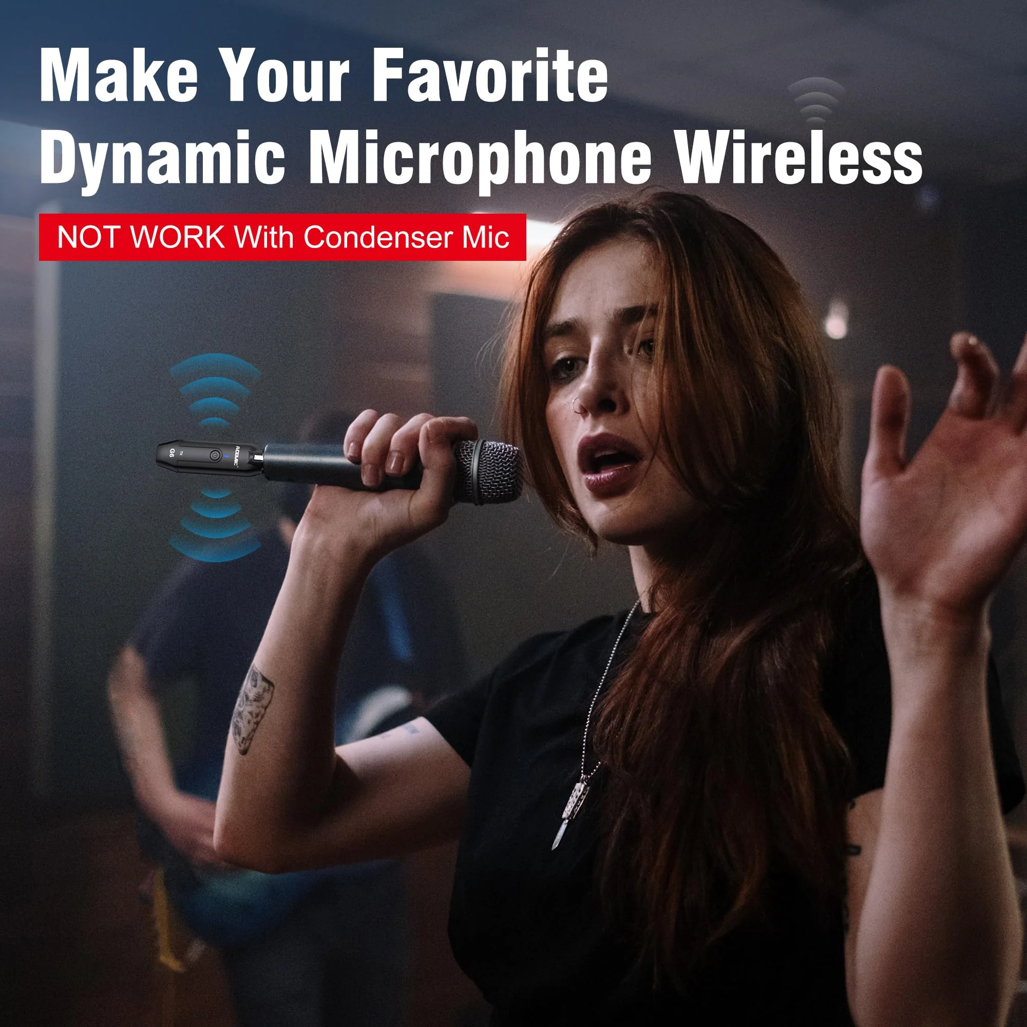2.4G Wireless Microphone Audio Transmitter and Receiver System Plug-on XLR Mic Adapter 6 Channels for Dynamic Mic, Audio Mixer, PA System, G6 - Image 2