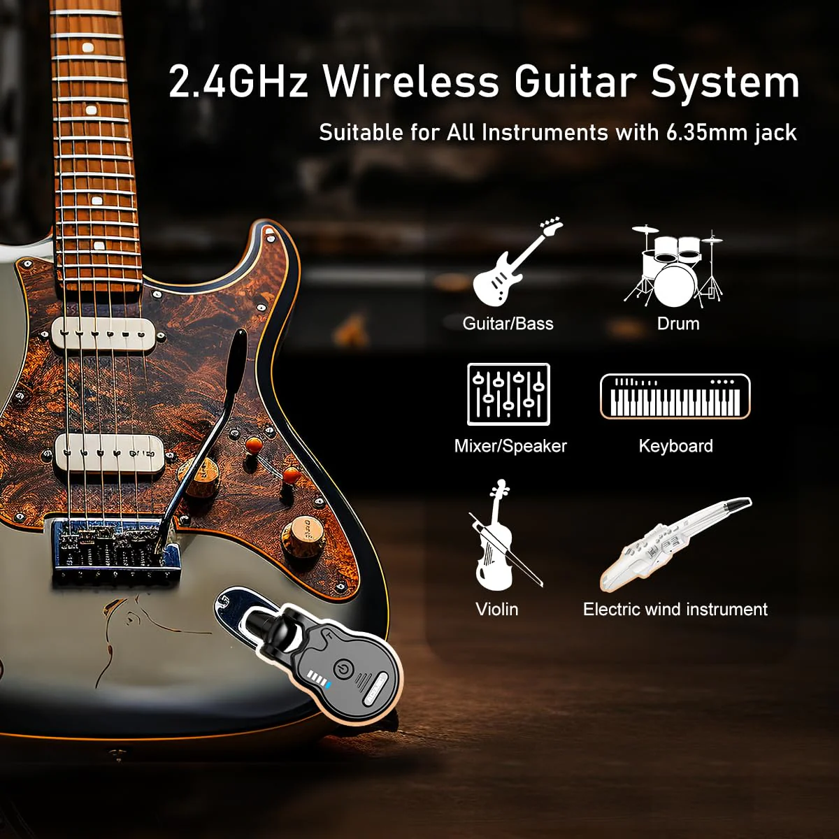 2.4GHz Wireless Guitar System Rechargeable 4 Channels Audio Wireless Guitar Transmitter Receiver for Guitar Bass Electric Instruments, G1 - Image 5